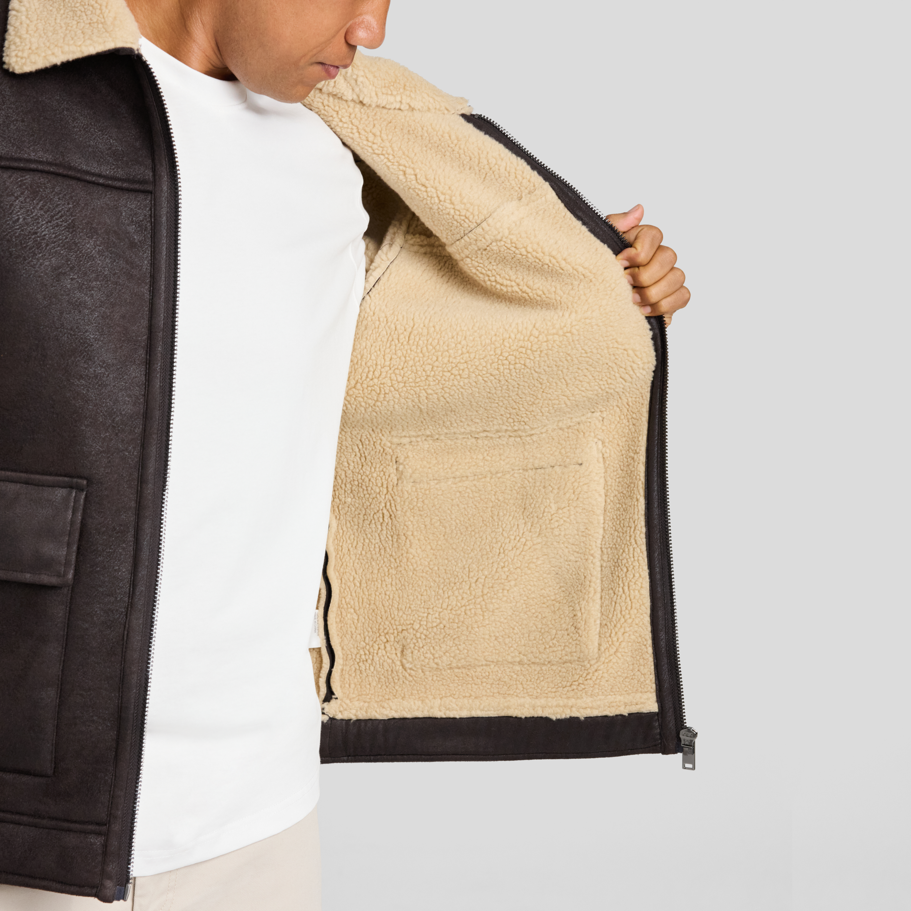 Chocolate Bomber Sherpa Jacket