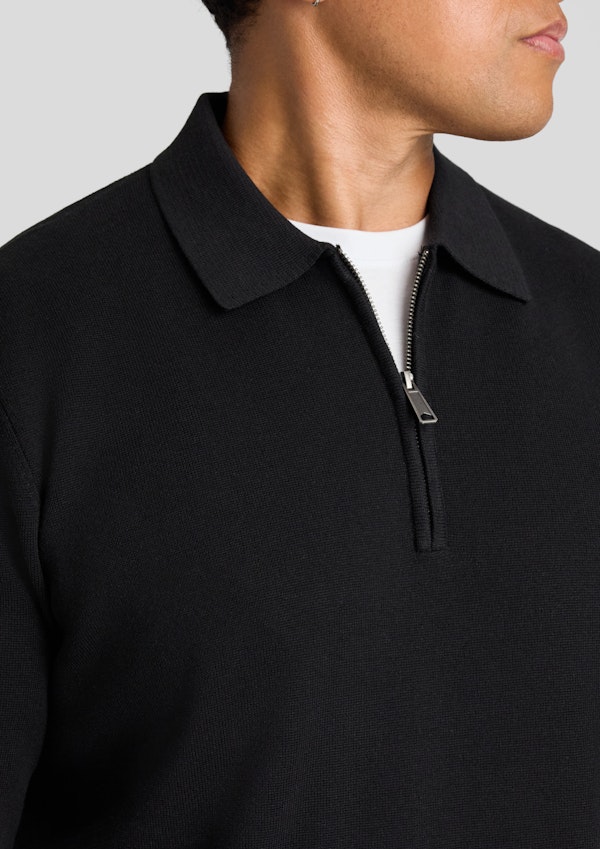 Black Sven 1/4Zip Polo Sweater