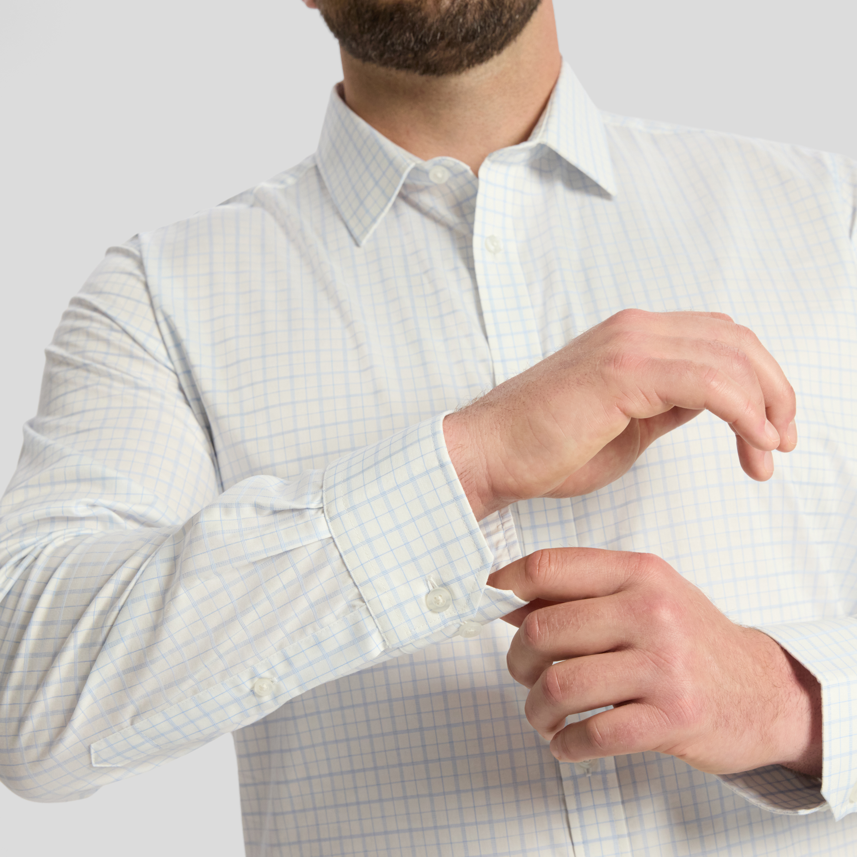 White Zane Easycare Check Shirt
