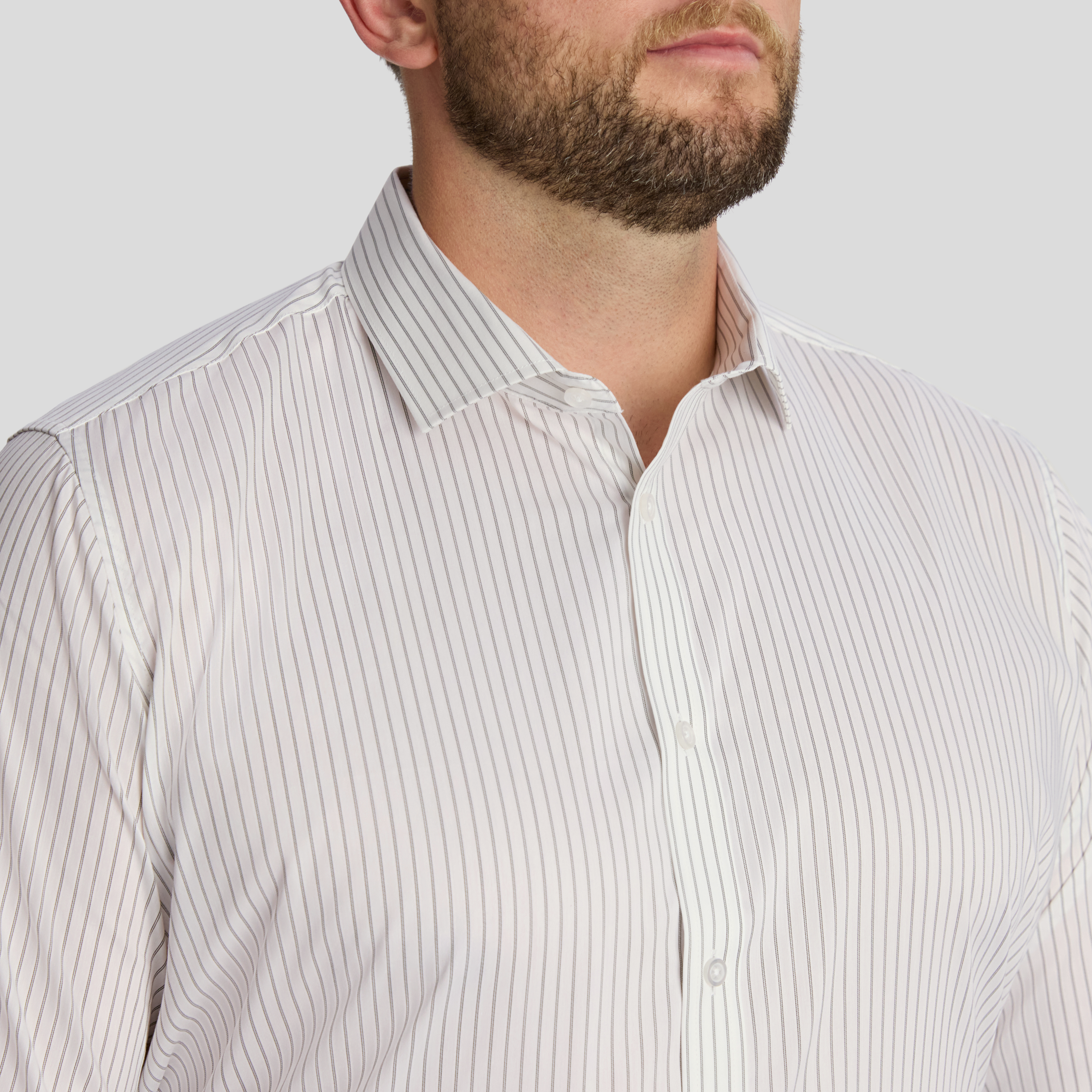White Boston Easycare Stripe Shirt