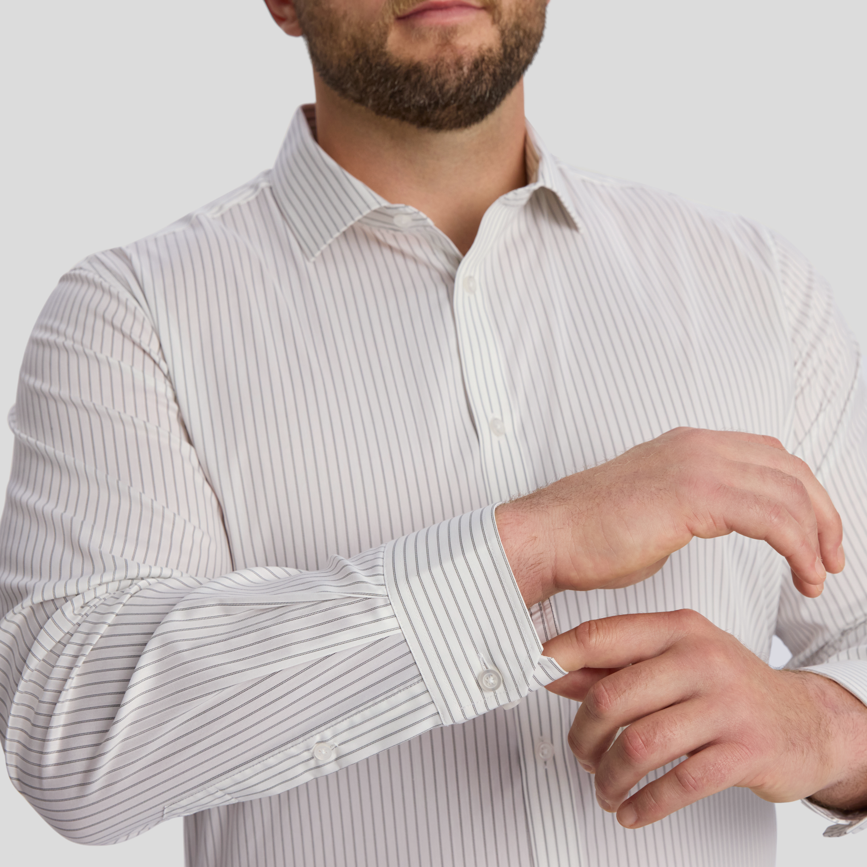 White Boston Easycare Stripe Shirt