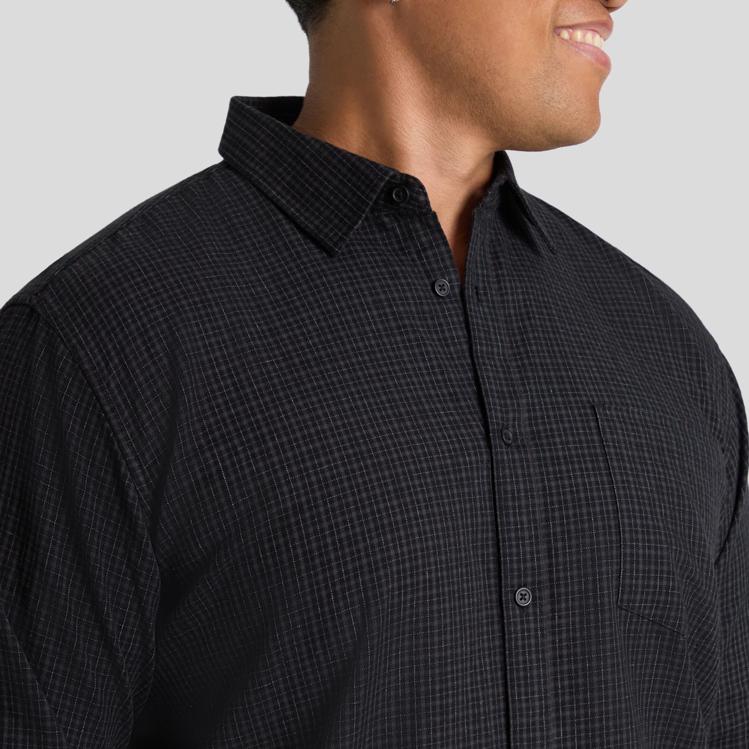 Black Scott Relaxed Check Shirt