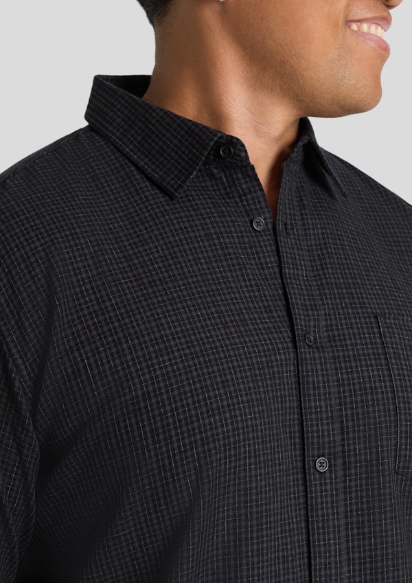 Black Scott Relaxed Check Shirt