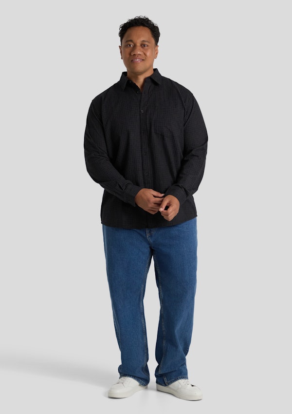 Black Scott Relaxed Check Shirt