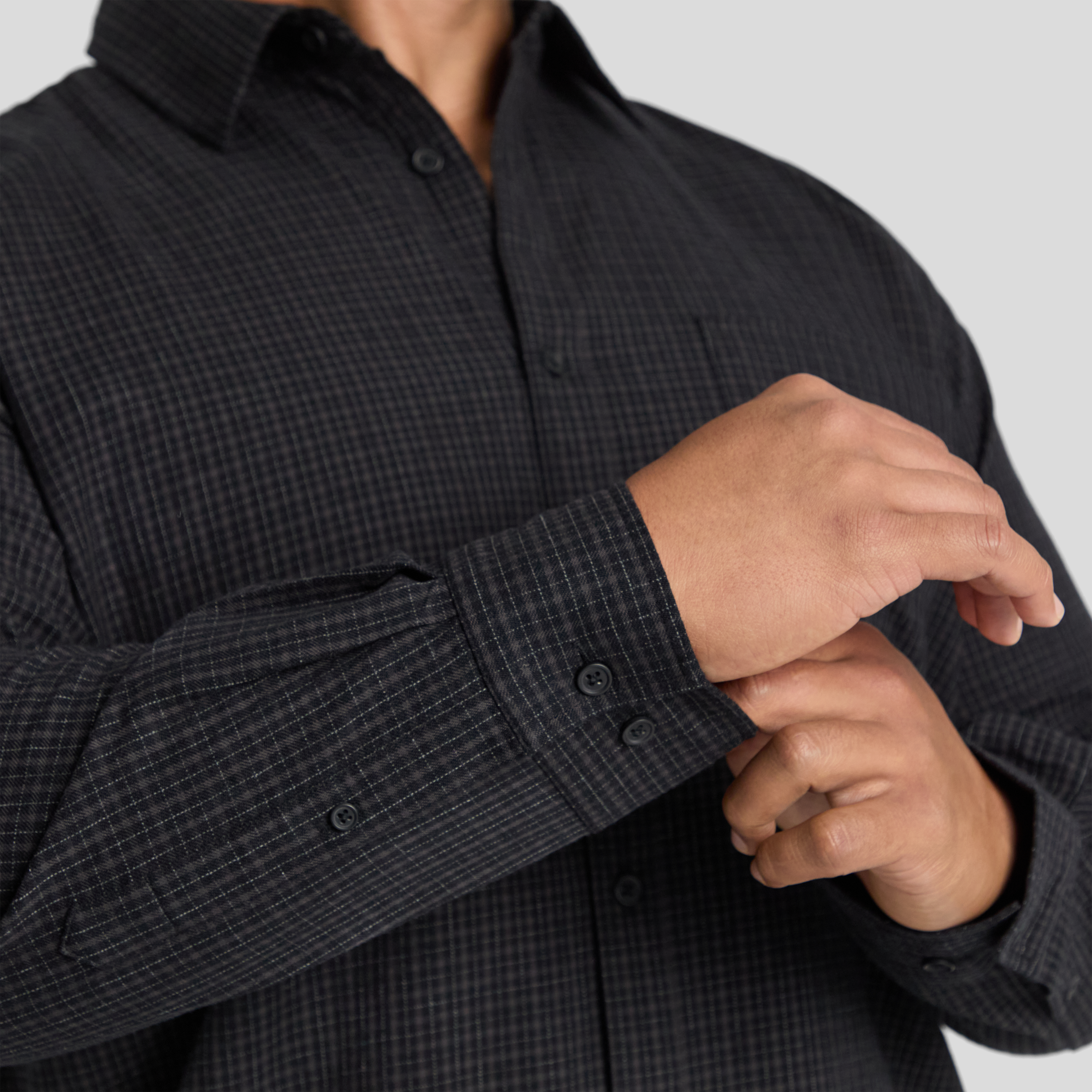 Black Scott Relaxed Check Shirt