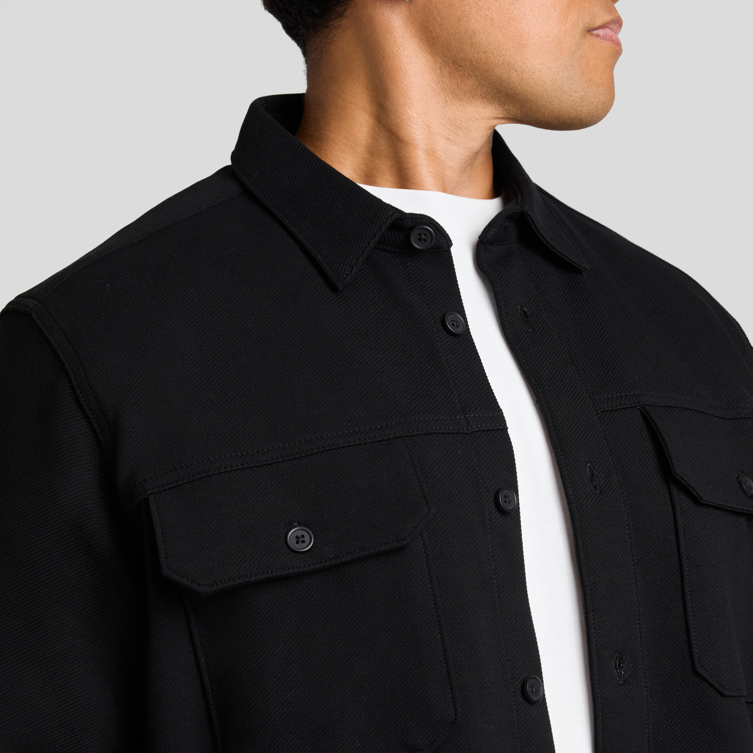 Black Twill Comfort Overshirt