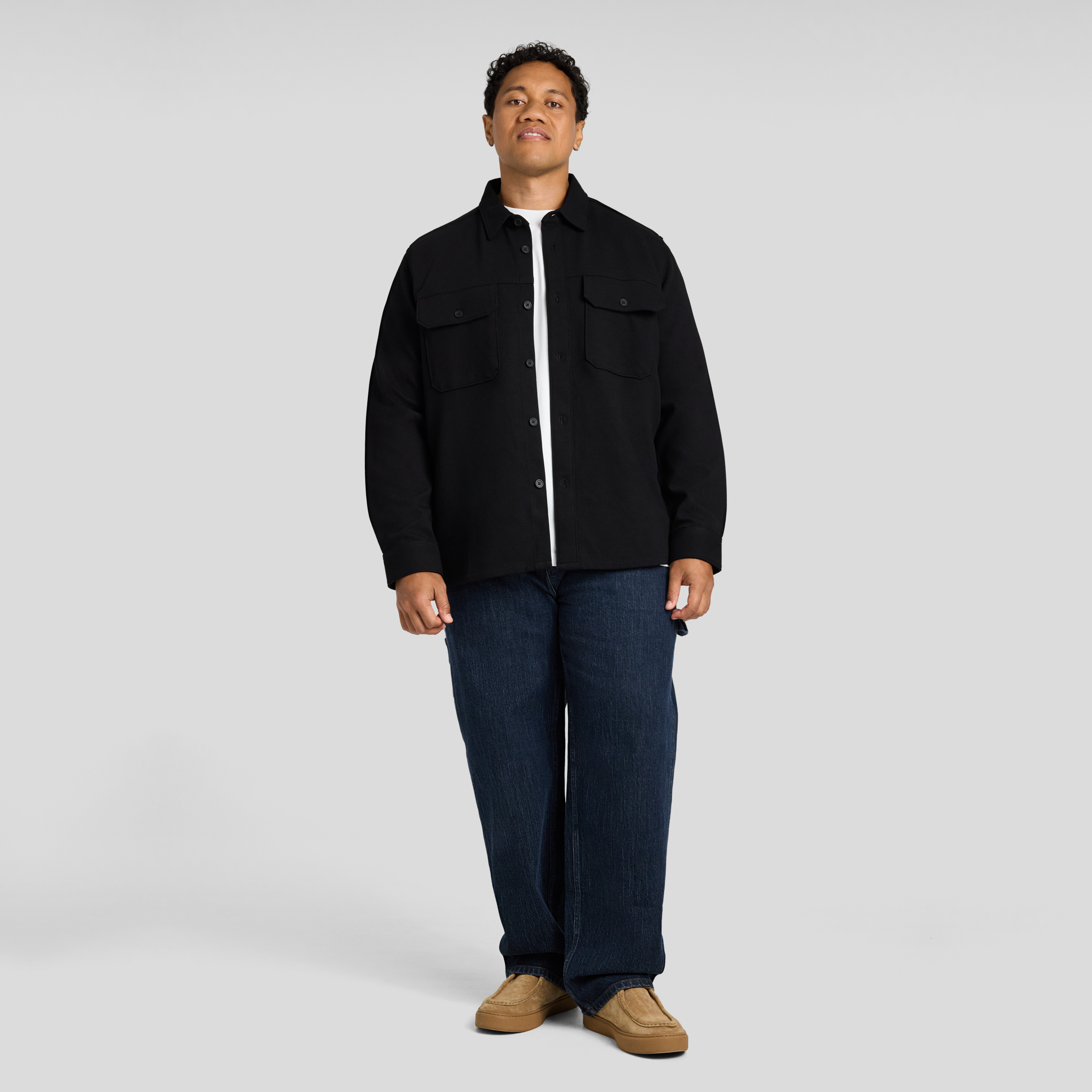 Black Twill Comfort Overshirt