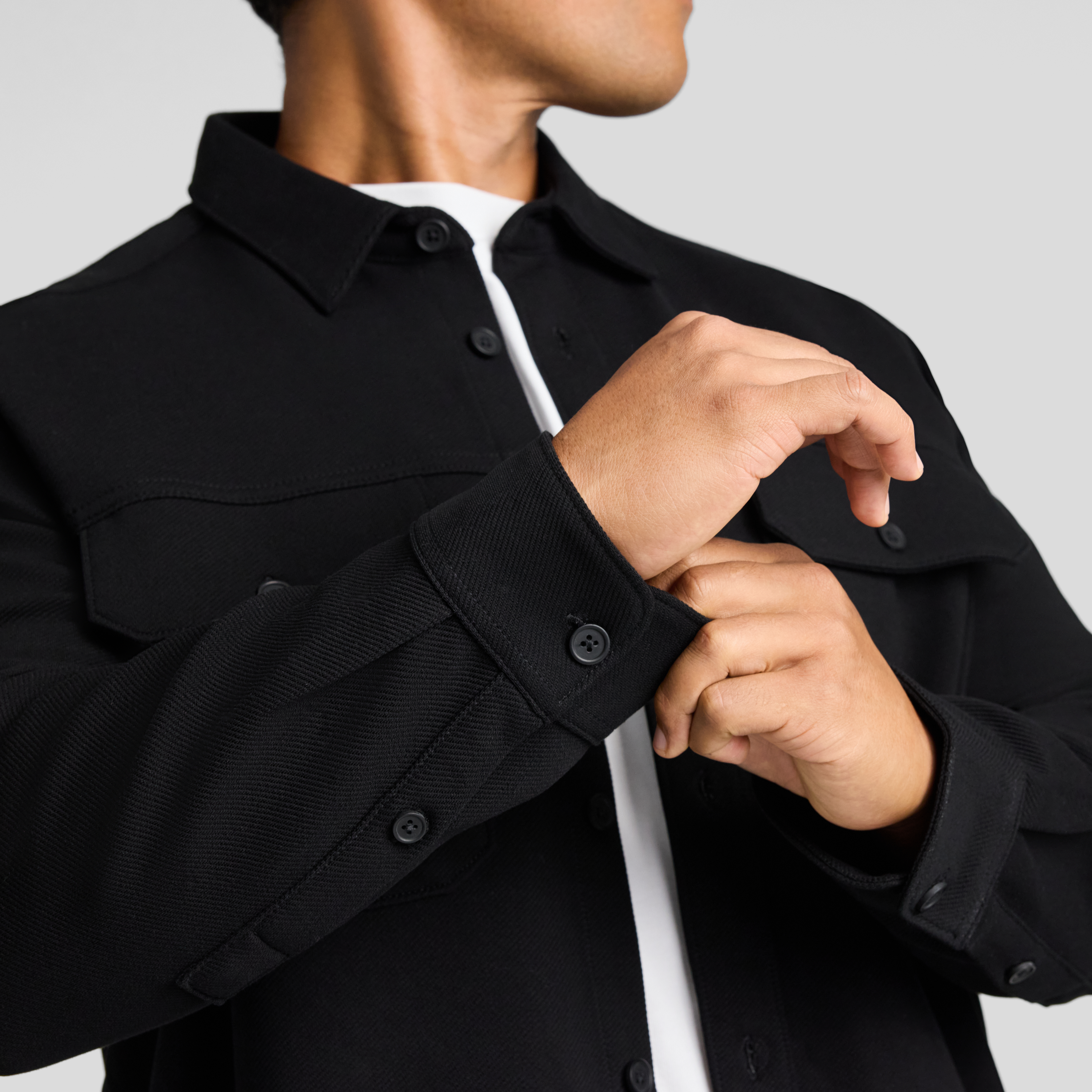 Black Twill Comfort Overshirt