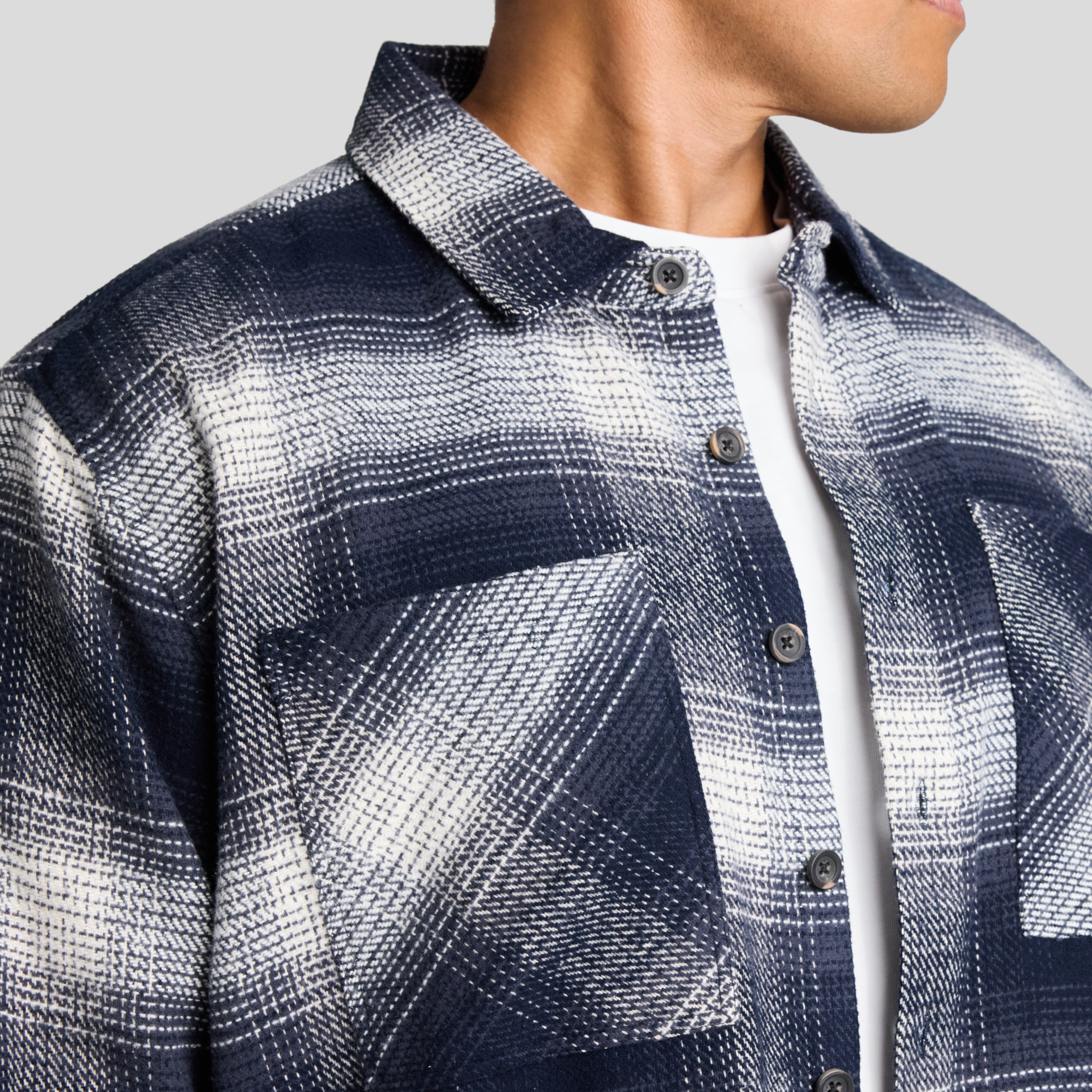 Navy Logan Check Overshirt