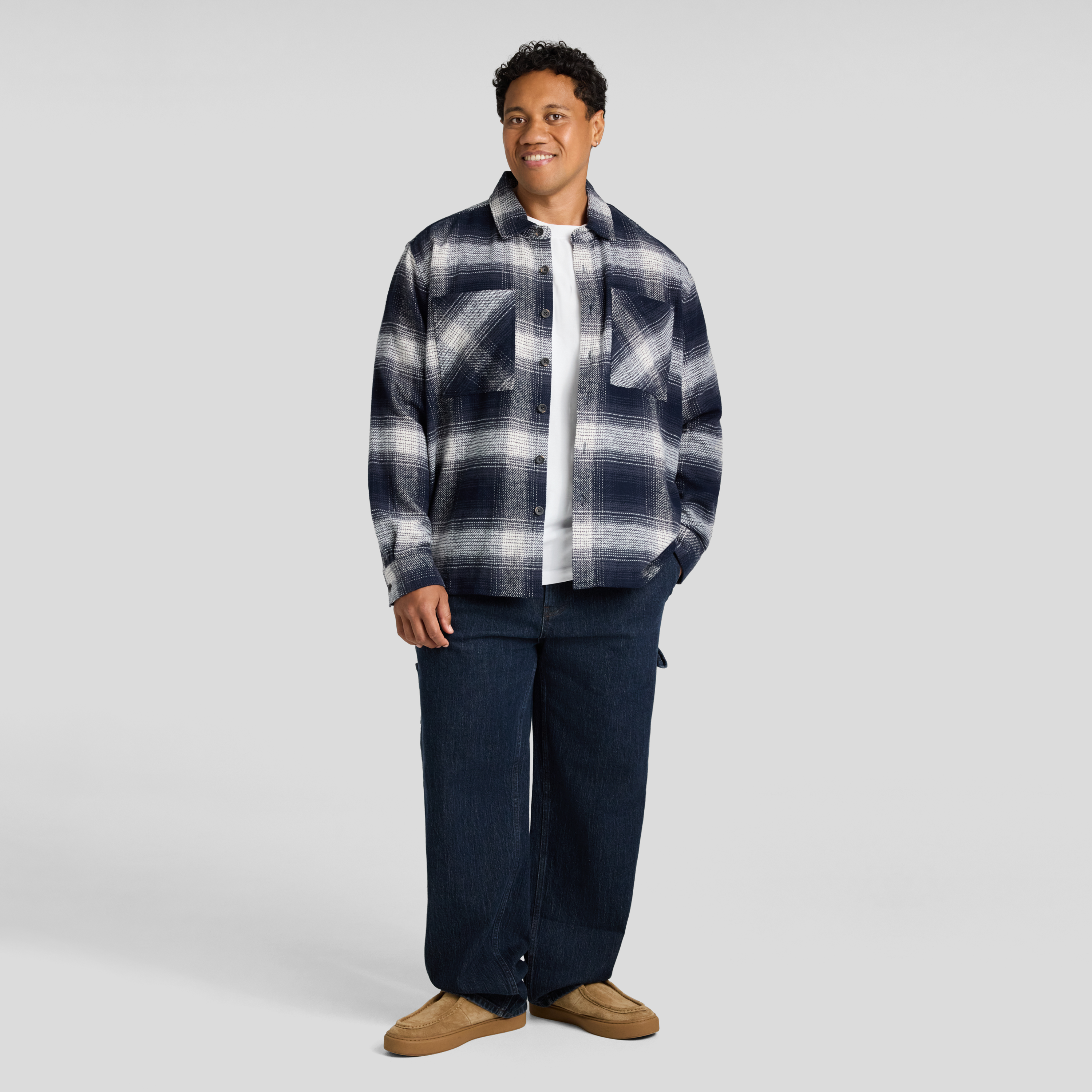 Navy Logan Check Overshirt