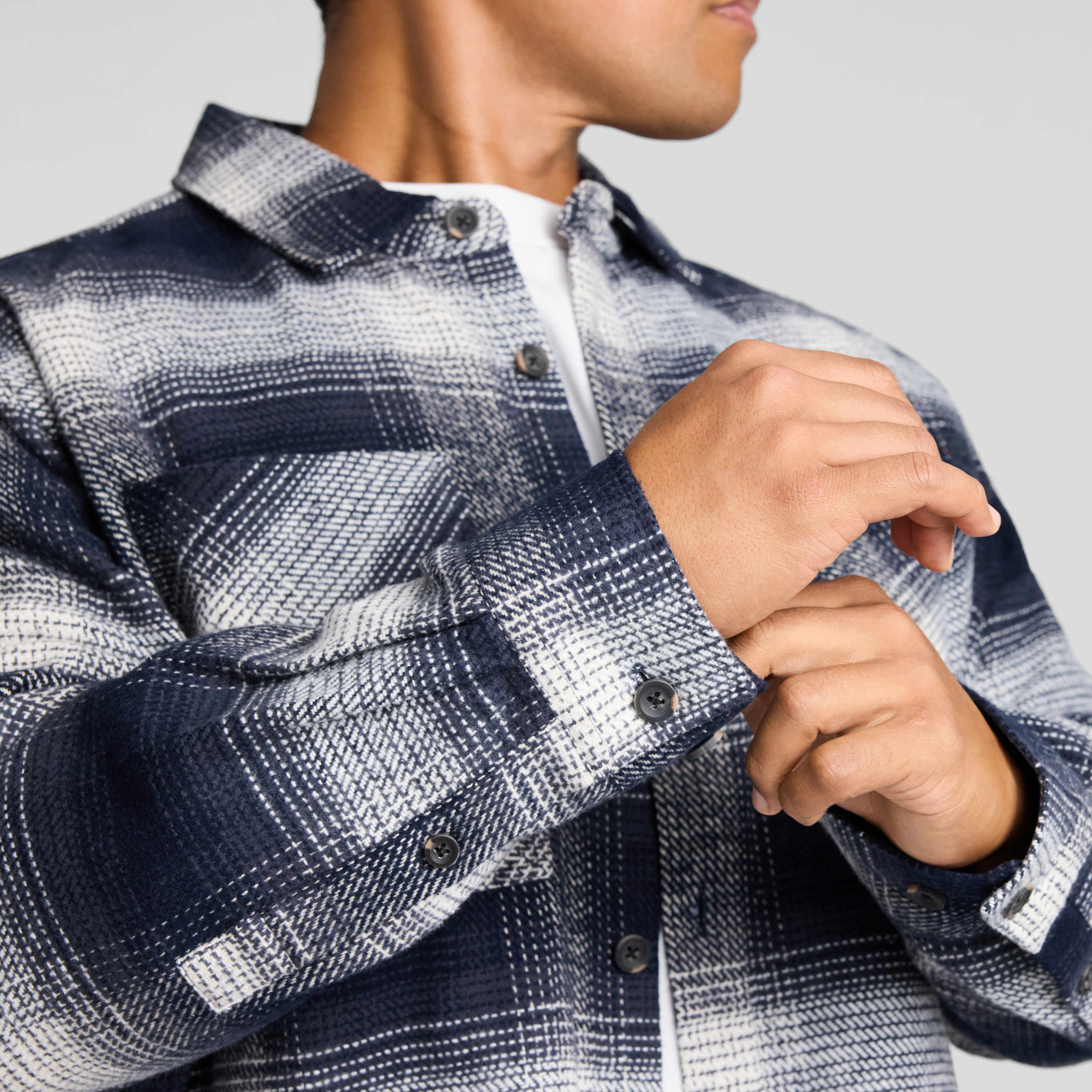 Navy Logan Check Overshirt