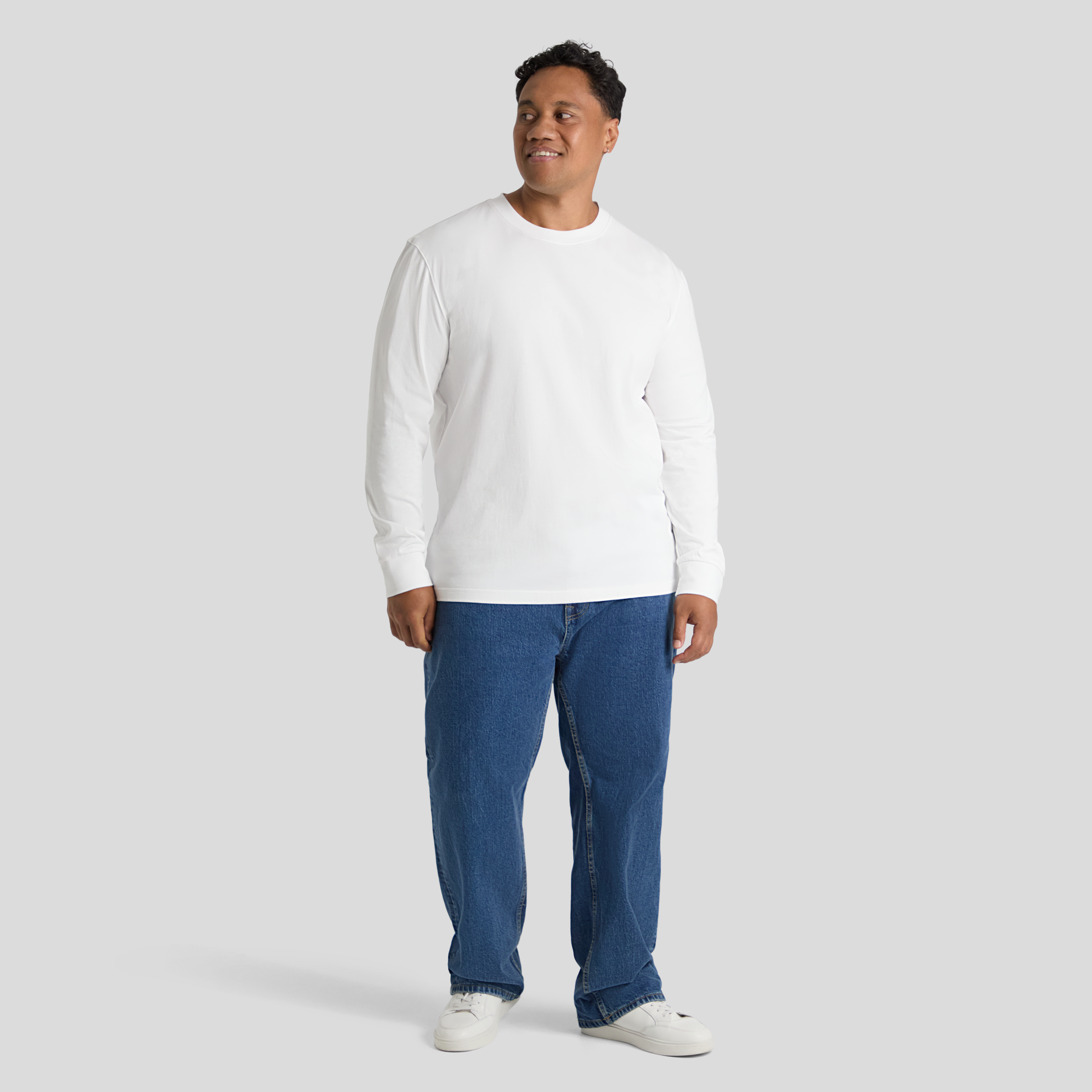 White Classic Heavy Long Sleeve Tee