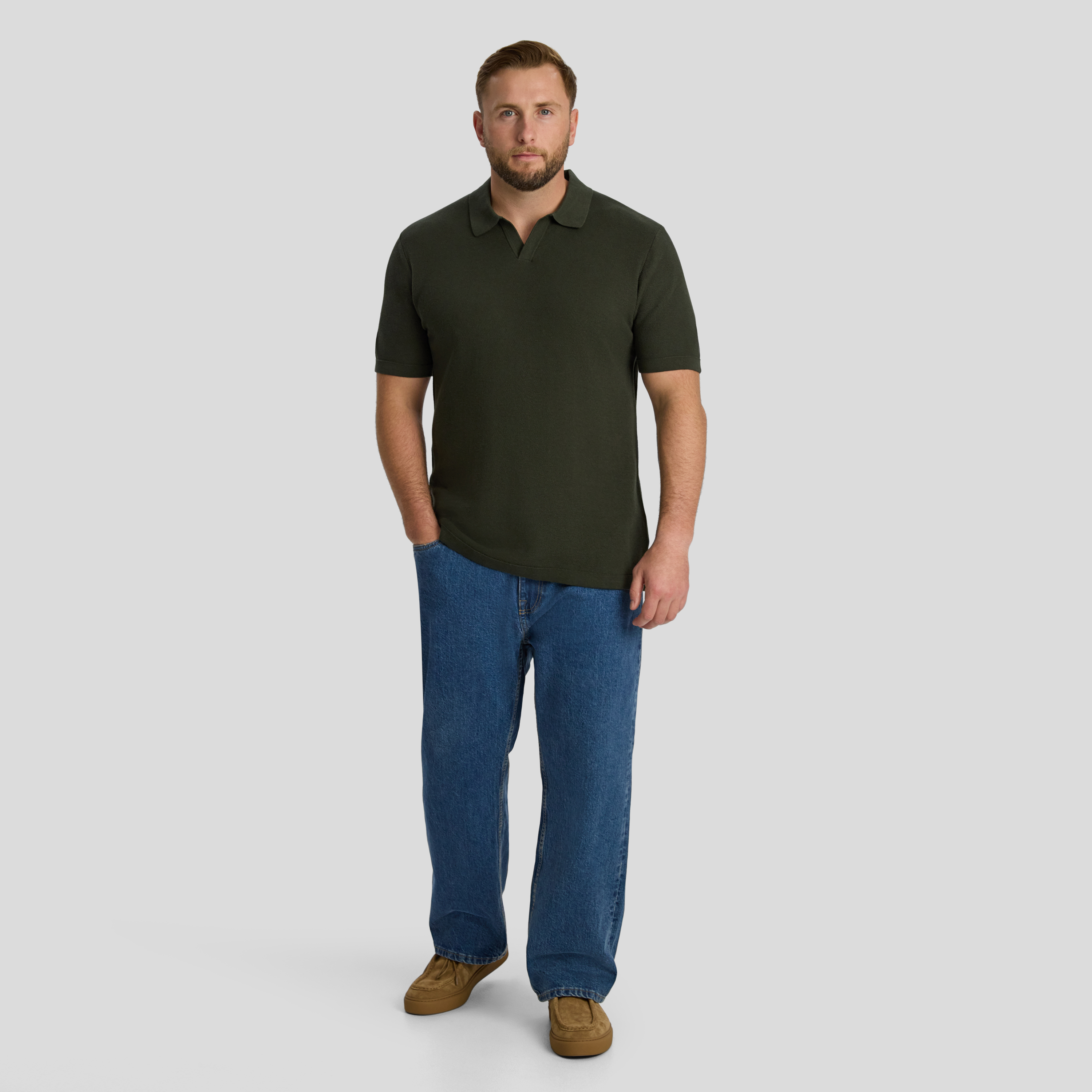 Khaki Arlo Knit Polo