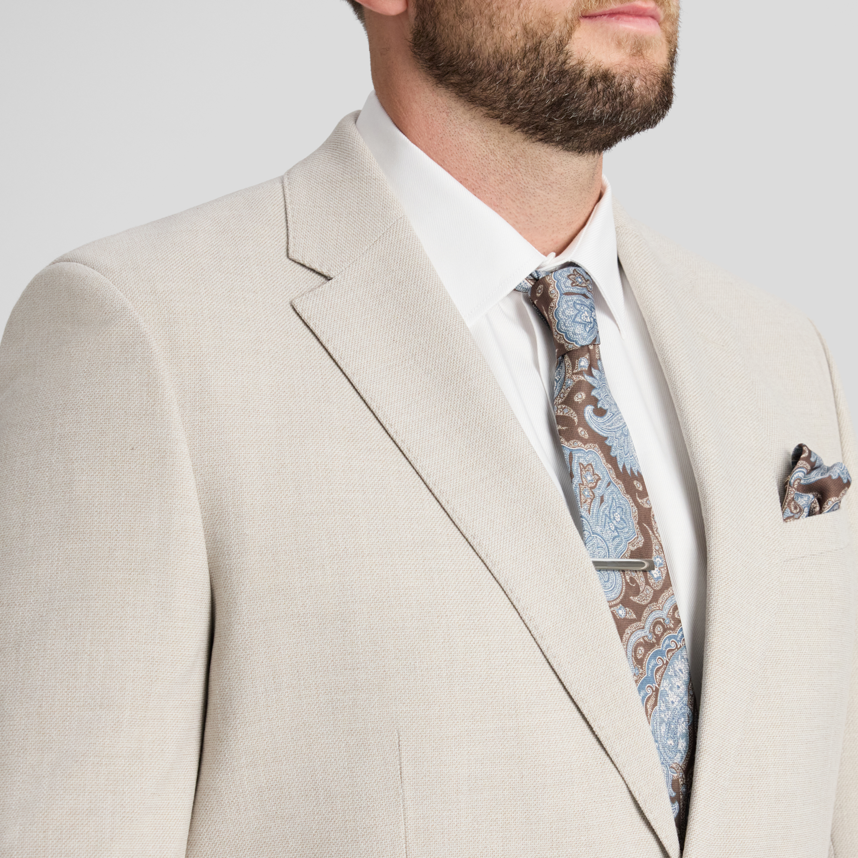 Stone Enzo Textured Suit Jacket