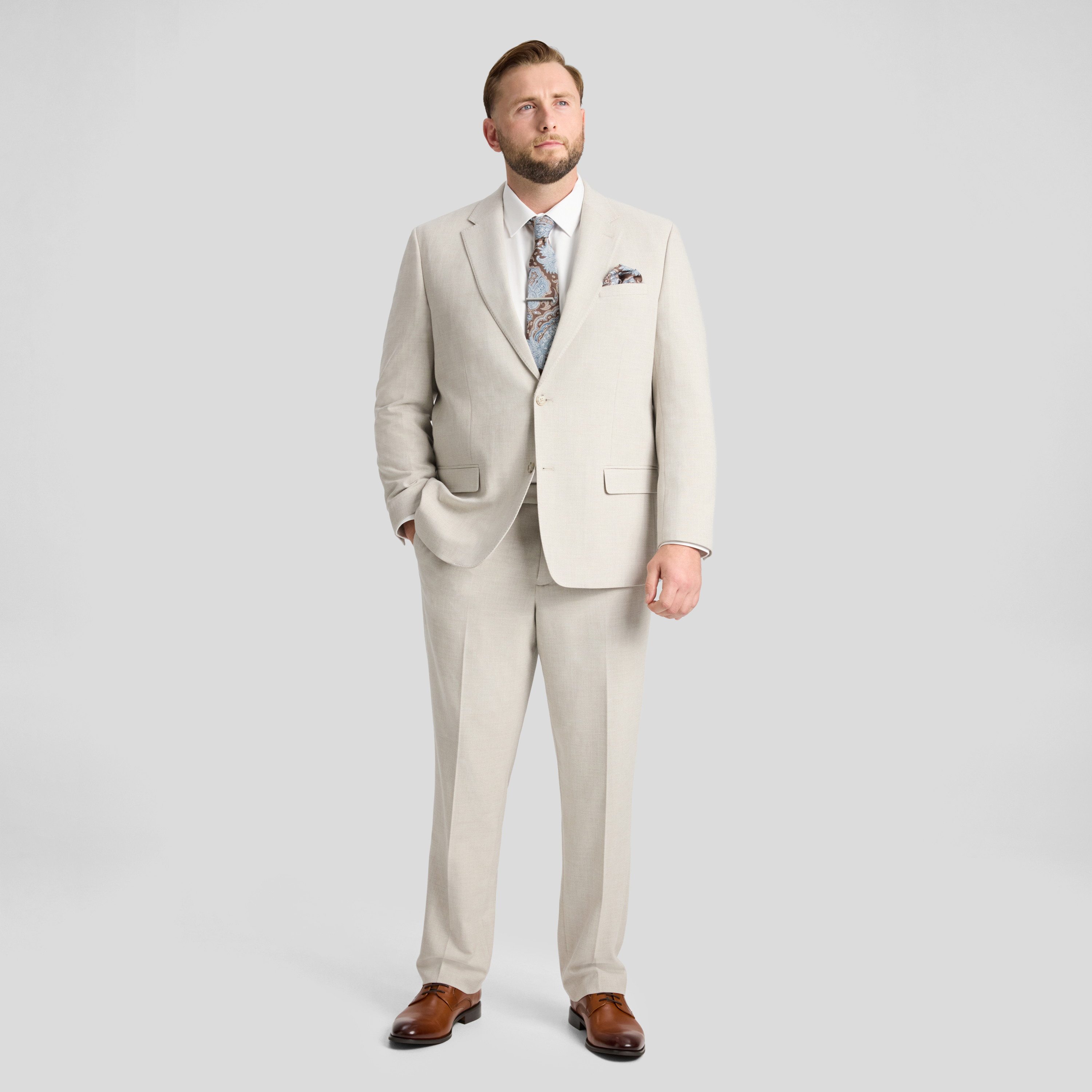 Stone Enzo Textured Suit Jacket