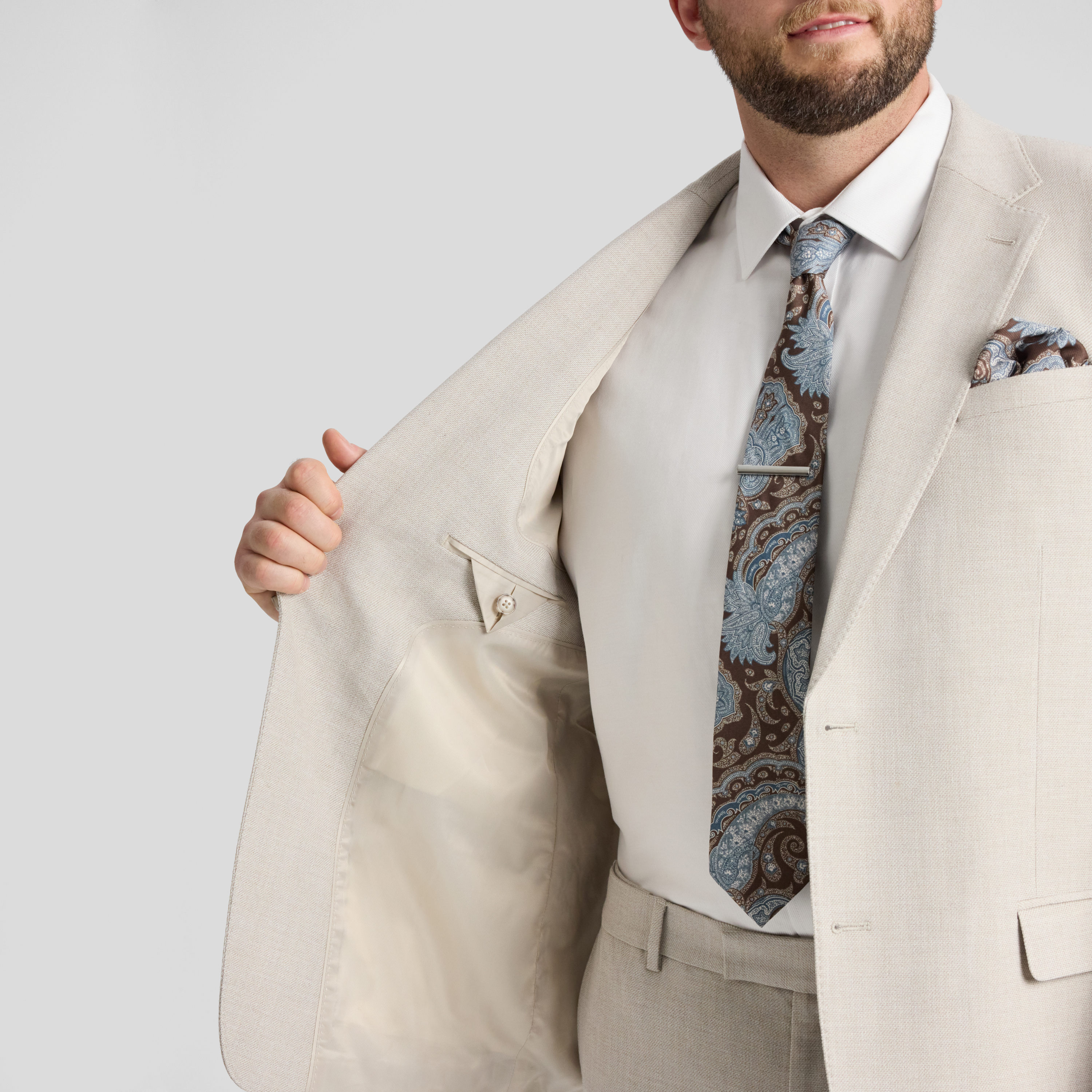 Stone Enzo Textured Suit Jacket