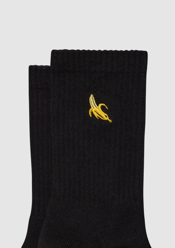 Black Embroidered Tube Sock