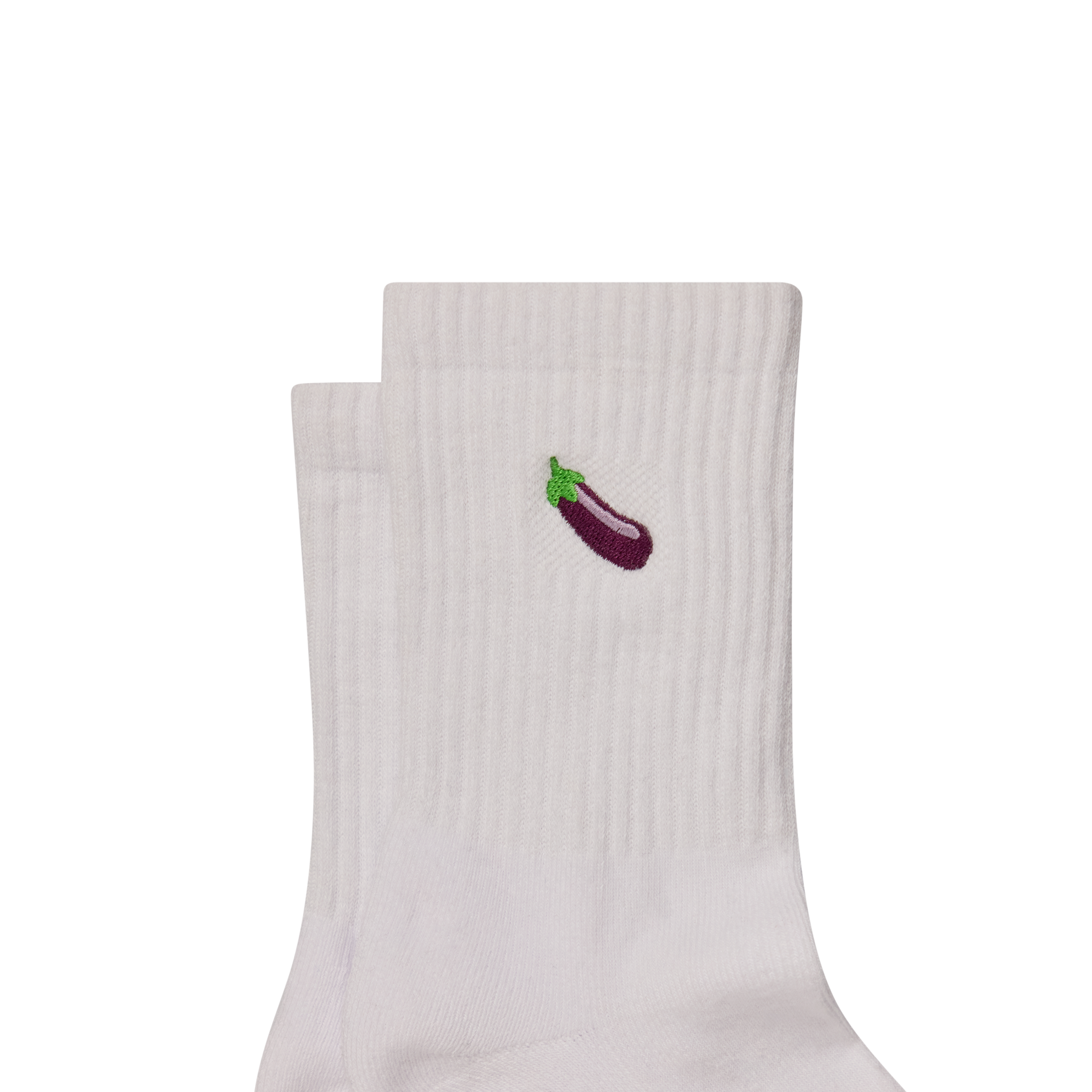 White Embroidered Tube Sock