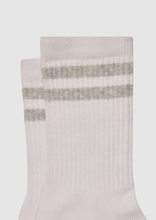 White Coolmax Stripe Tube Sock