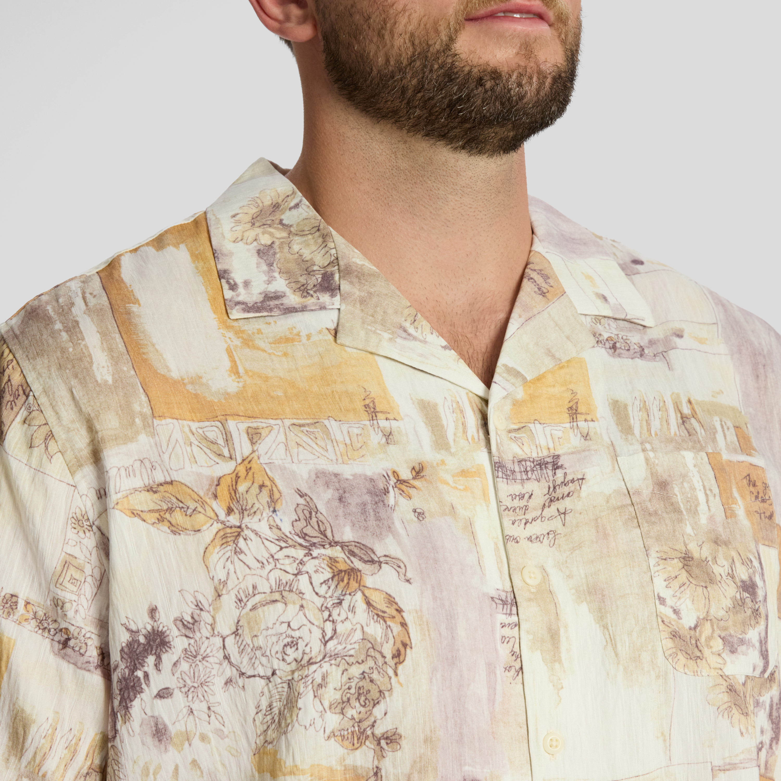 Ecru Collage Print Boxy Fit Shirt