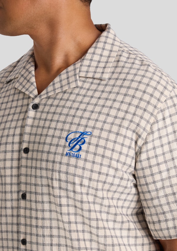 Cream Embroidered Boxy Fit Shirt