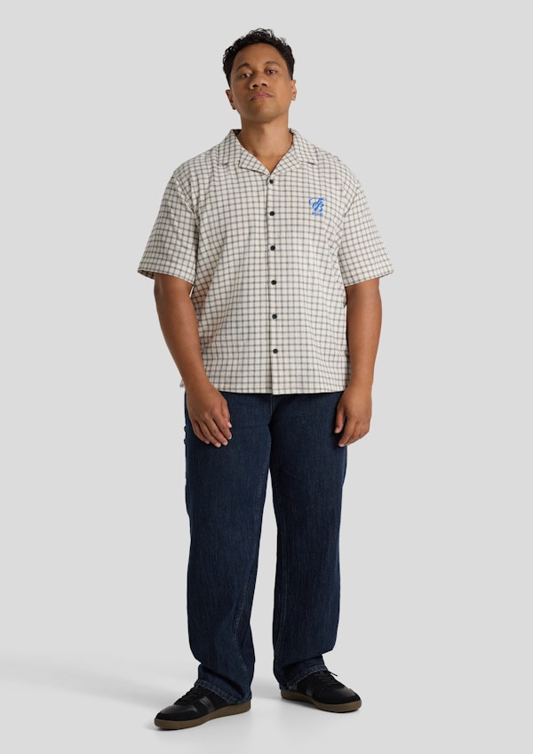 Cream Embroidered Boxy Fit Shirt