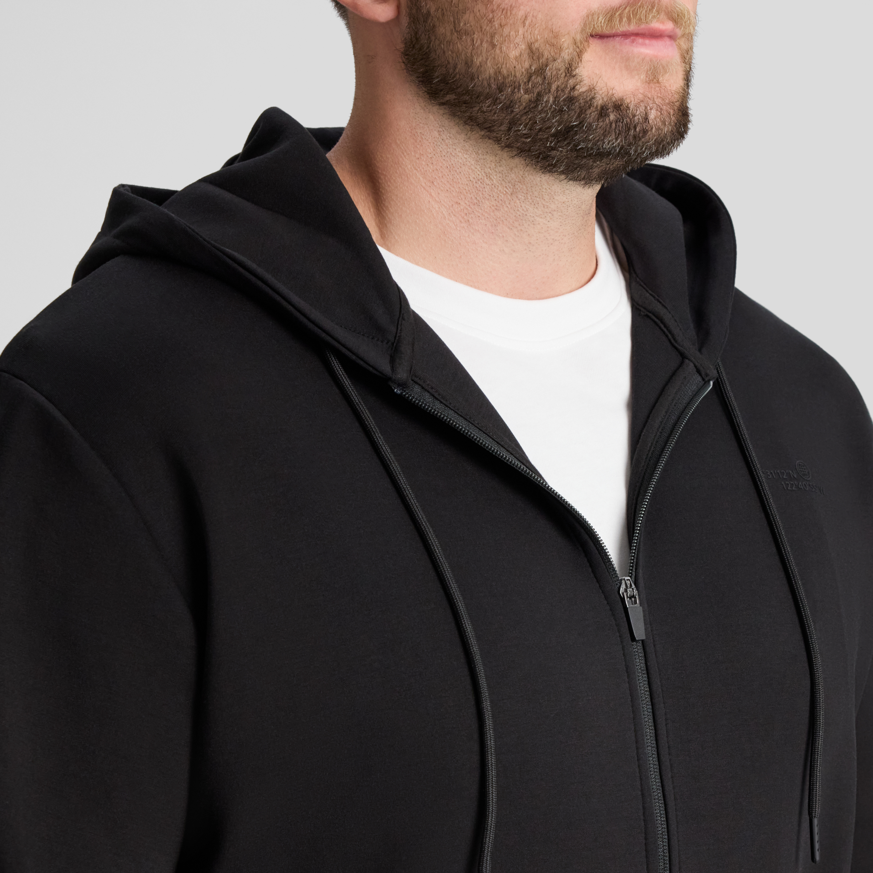 Black Tech Zip Thru Hoodie