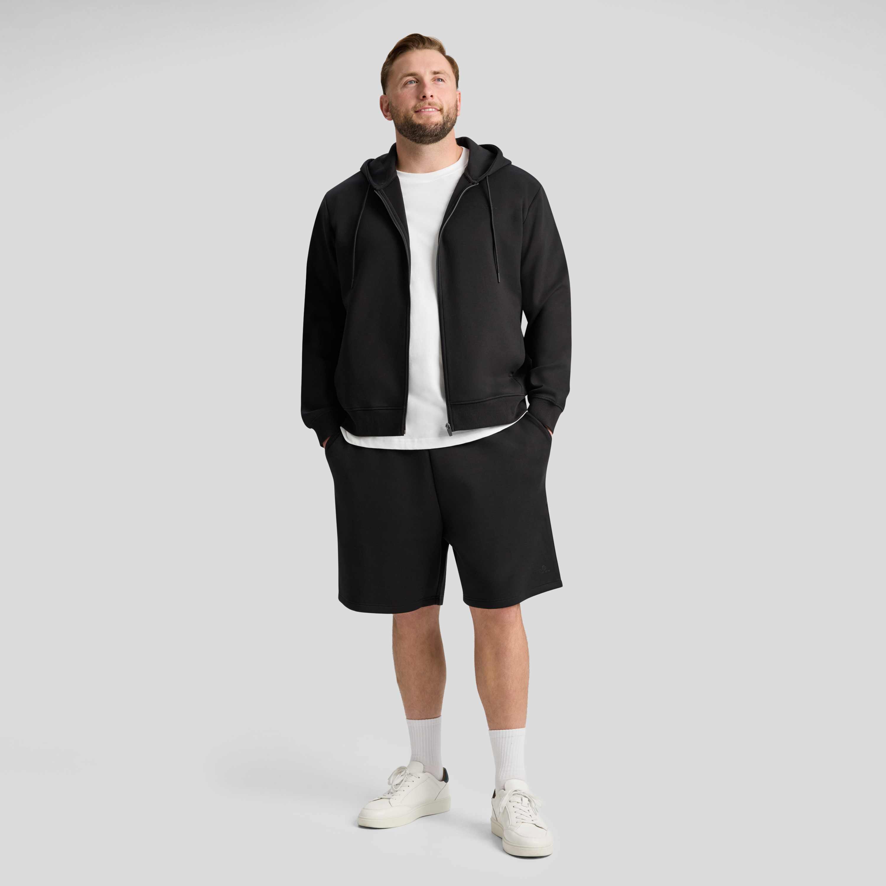 Black Tech Zip Thru Hoodie