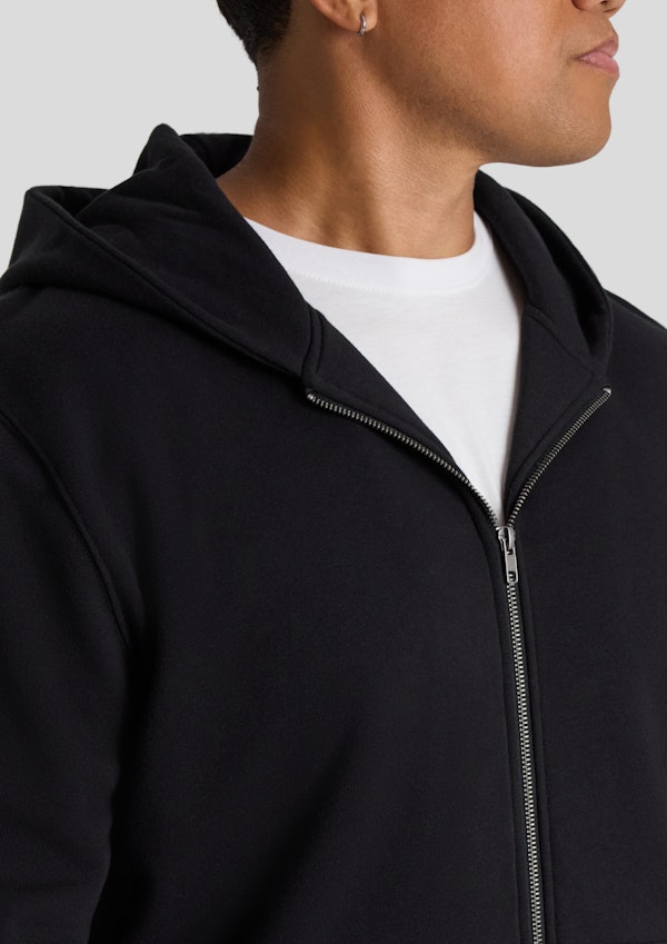 Black Essential Zip Thru Hoodie