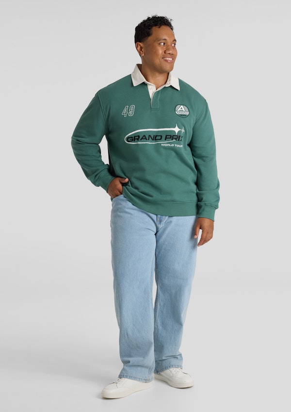 Green Rugby Fleece Sweat Top