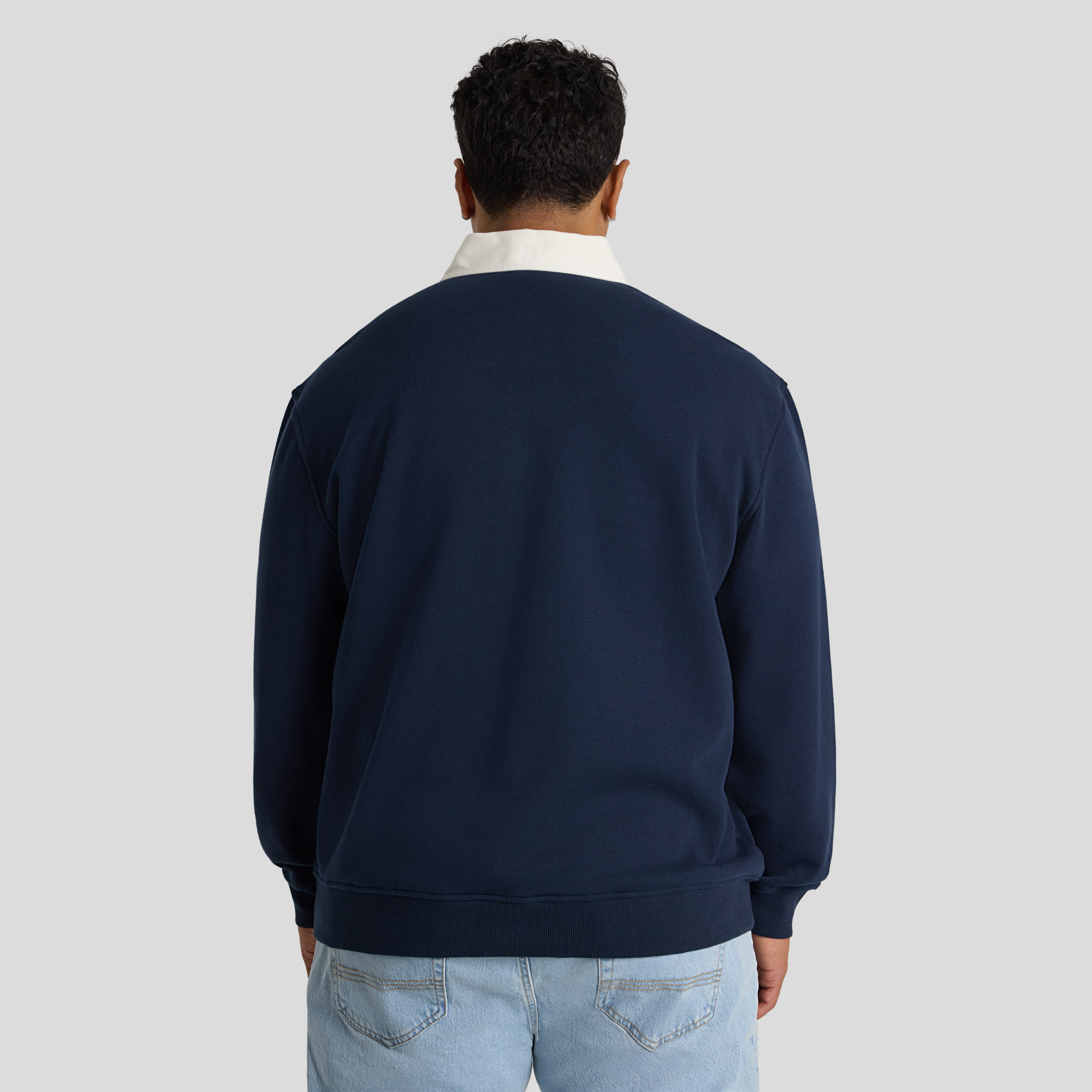 Navy Rugby Fleece Sweat Top