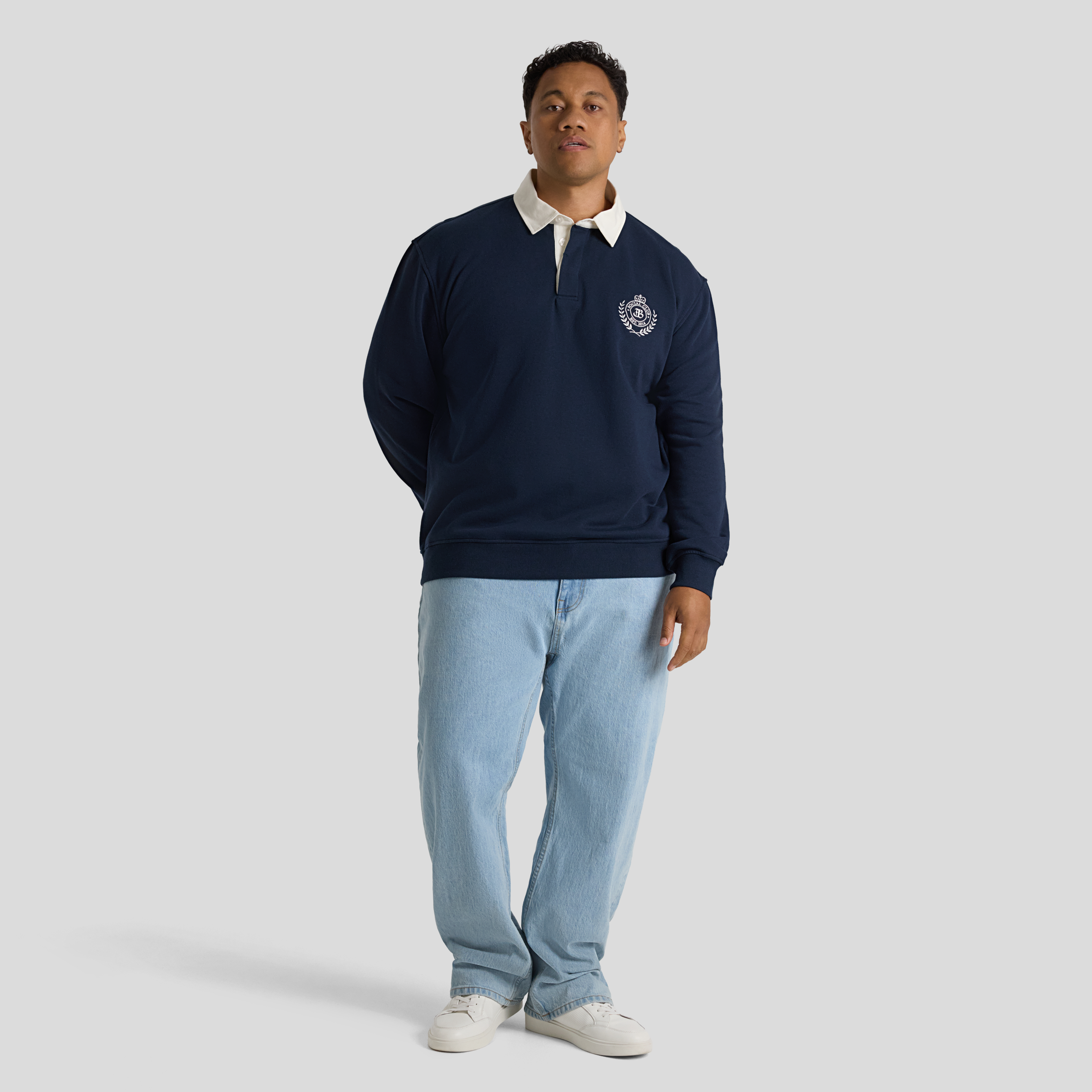 Navy Rugby Fleece Sweat Top