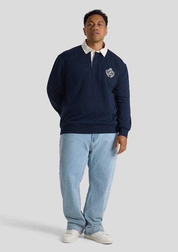 Navy Rugby Fleece Sweat Top