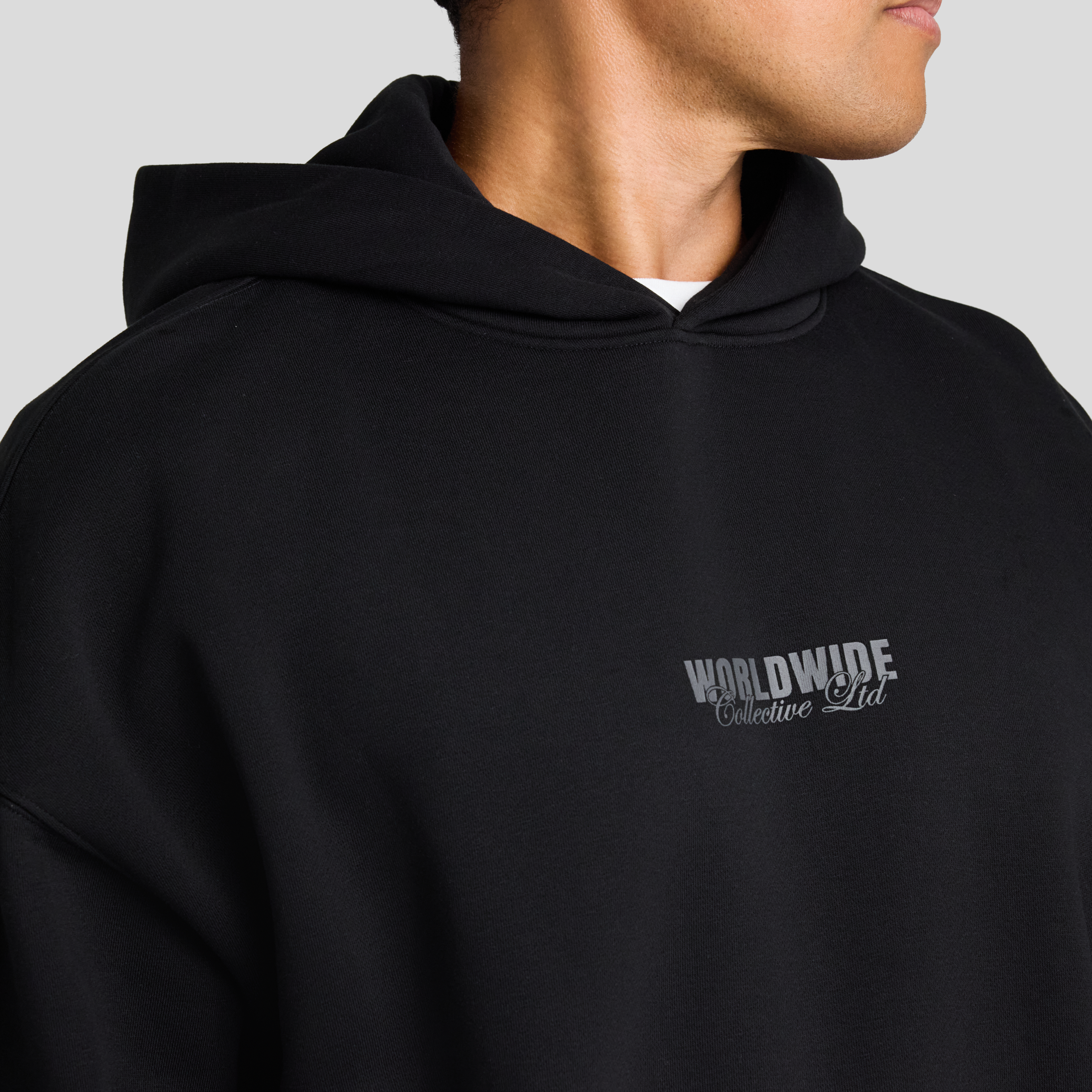 Black Worldwide Relaxed Fit Hoodie