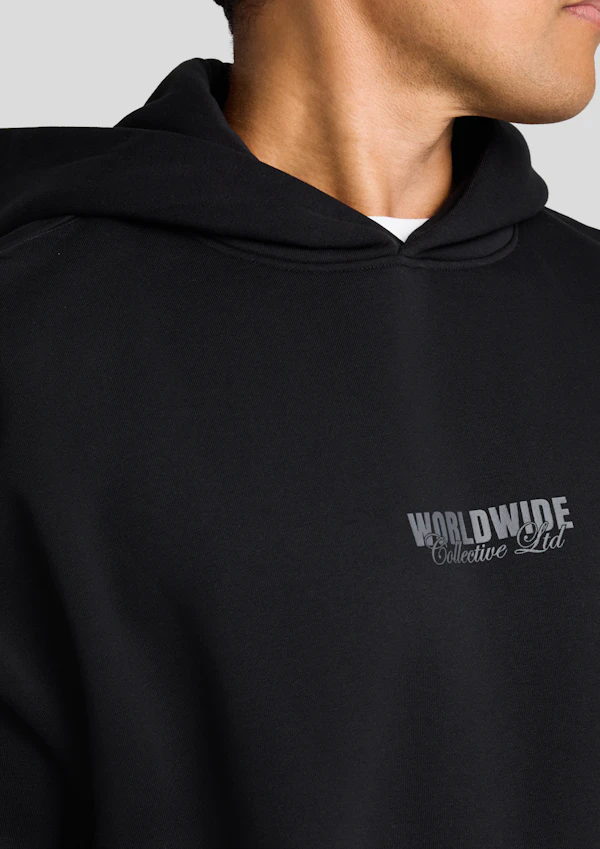 Black Worldwide Relaxed Fit Hoodie