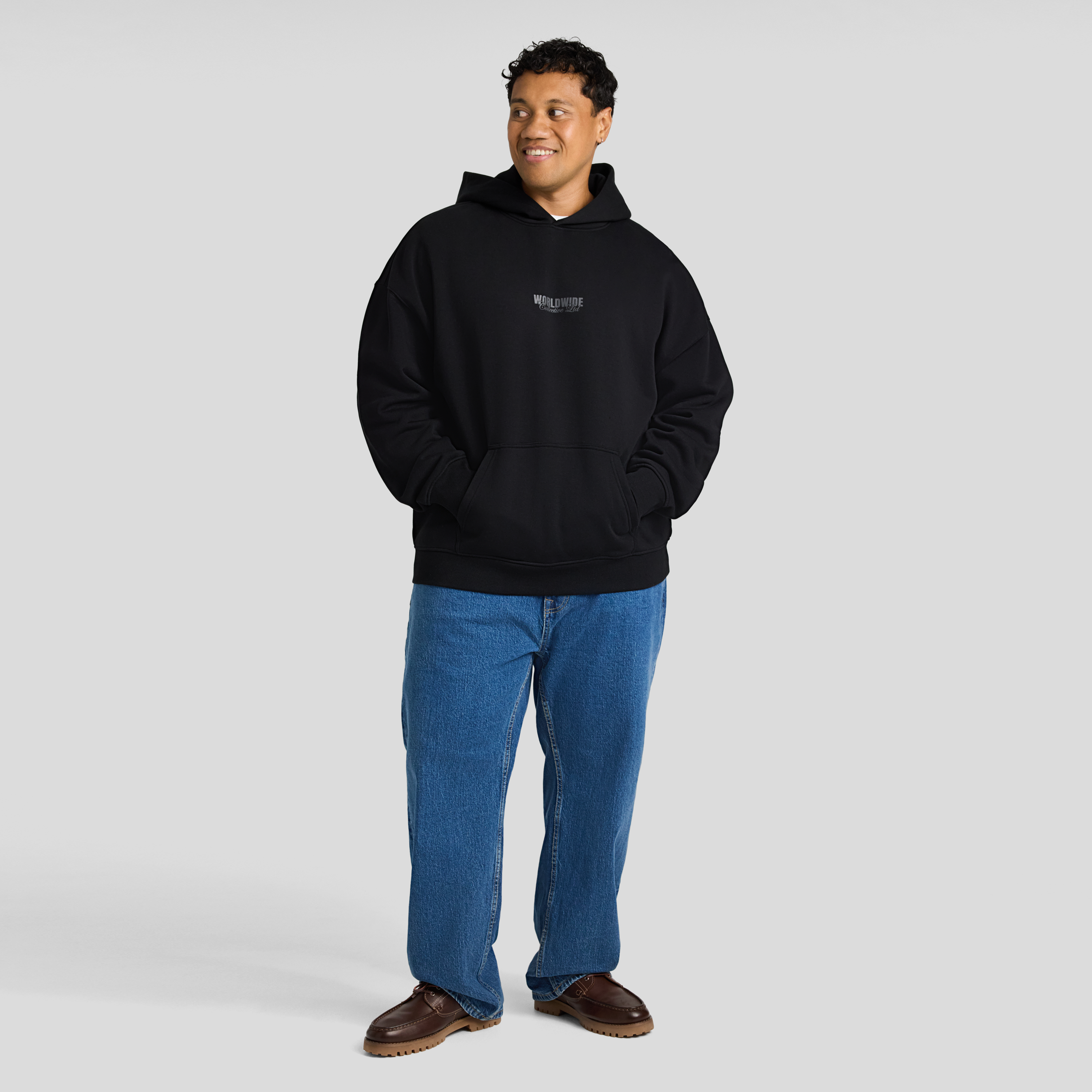 Black Worldwide Relaxed Fit Hoodie