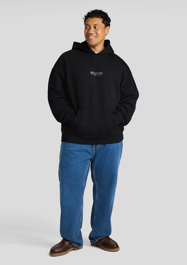 Black Worldwide Relaxed Fit Hoodie