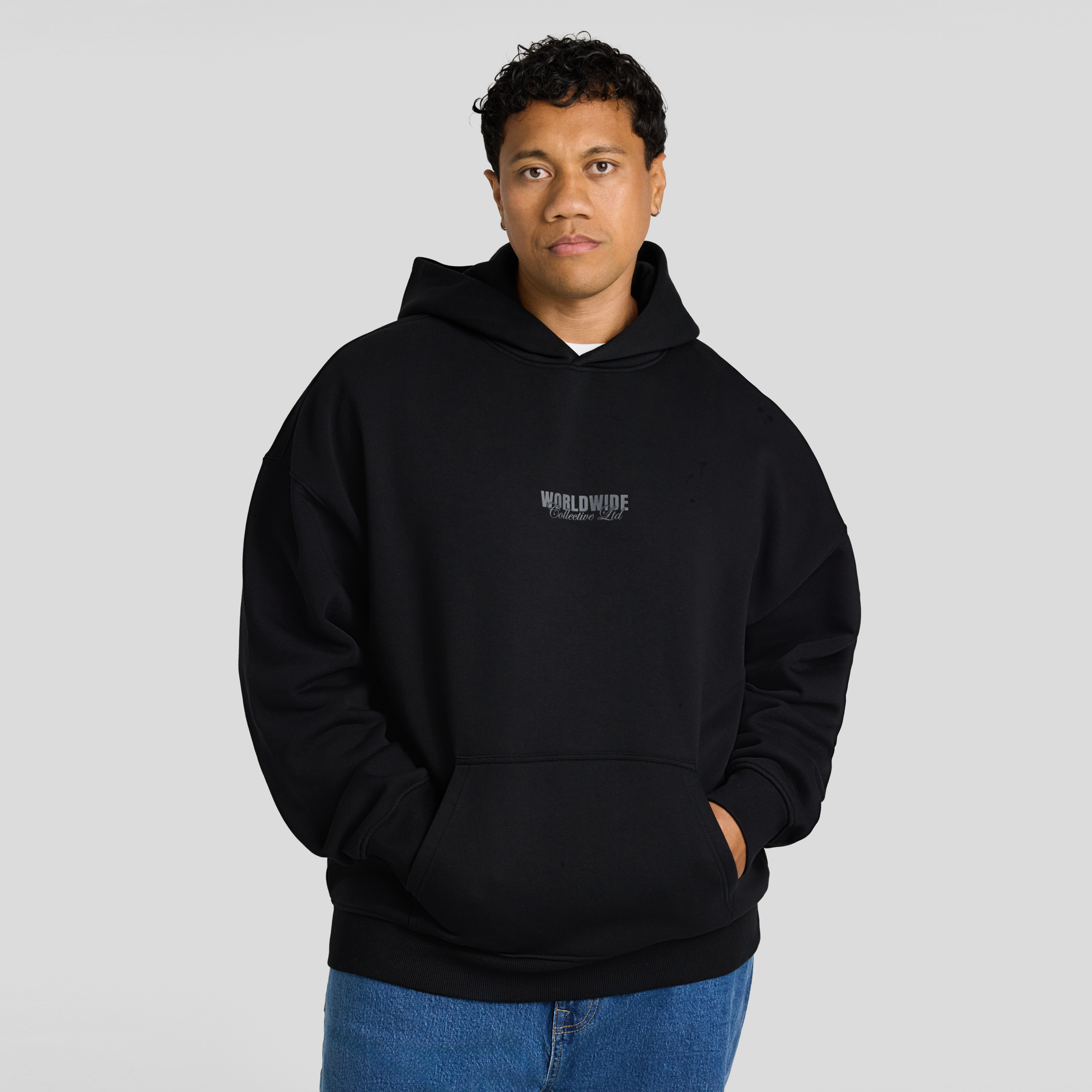 Black Worldwide Relaxed Fit Hoodie