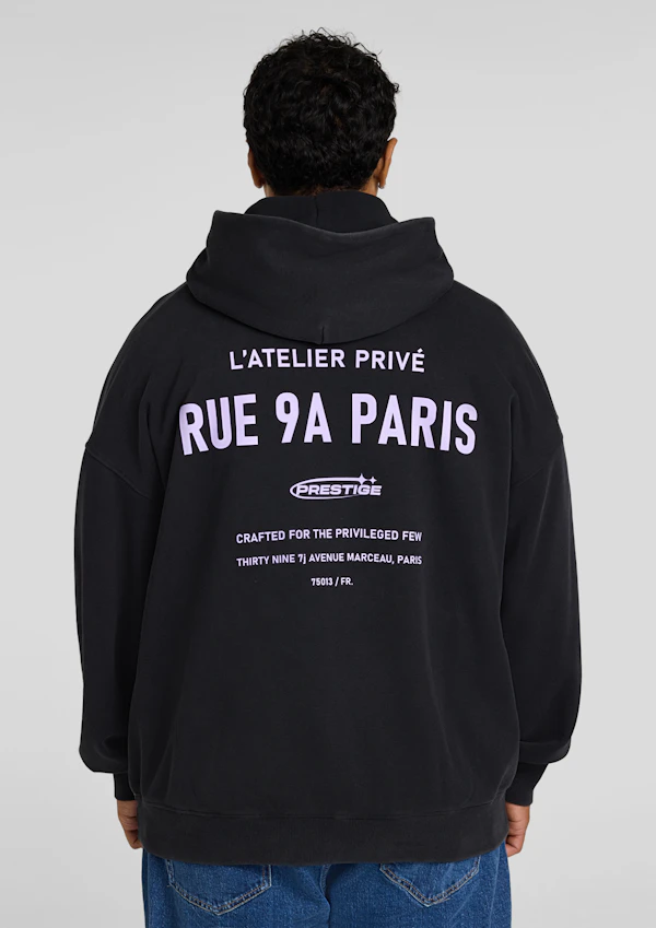 Washed Black Prestige Relaxed Fit Hoodie