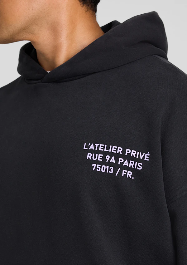 Washed Black Prestige Relaxed Fit Hoodie