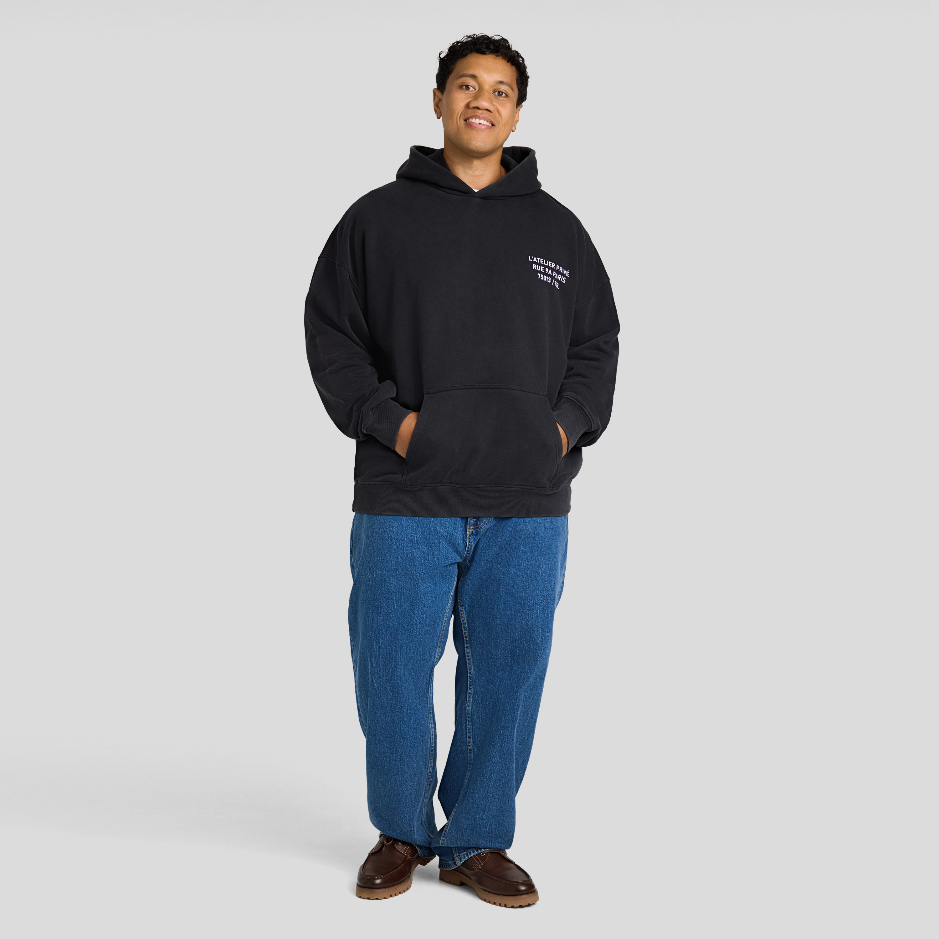 Washed Black Prestige Relaxed Fit Hoodie