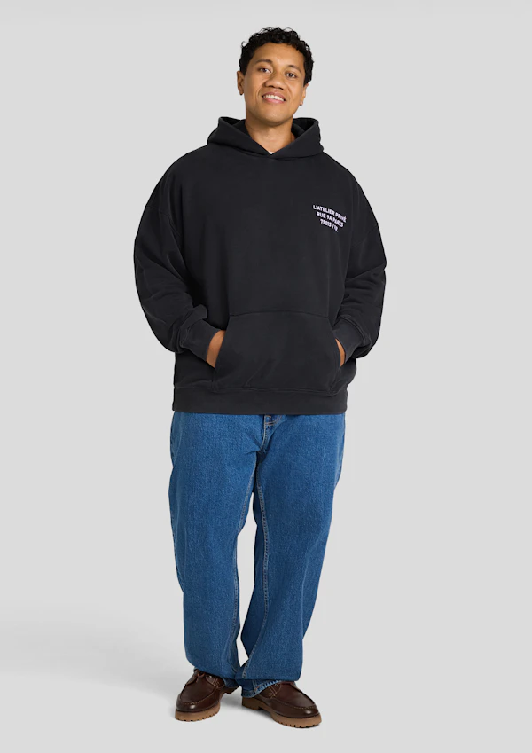 Washed Black Prestige Relaxed Fit Hoodie