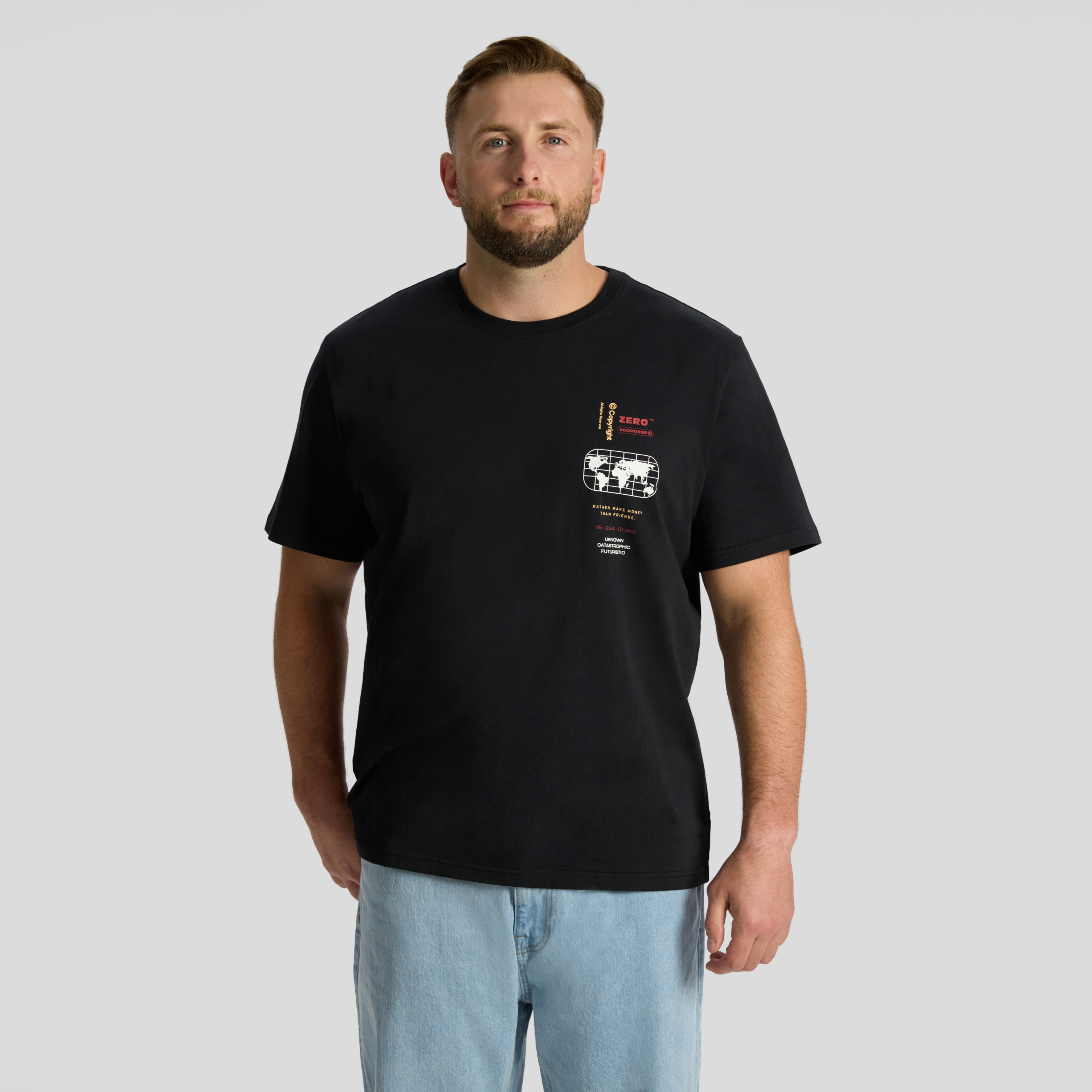 Chest Print Crew Neck Tee