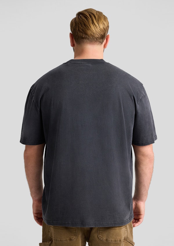 Washed Black Acid Wash Relaxed Fit Tee