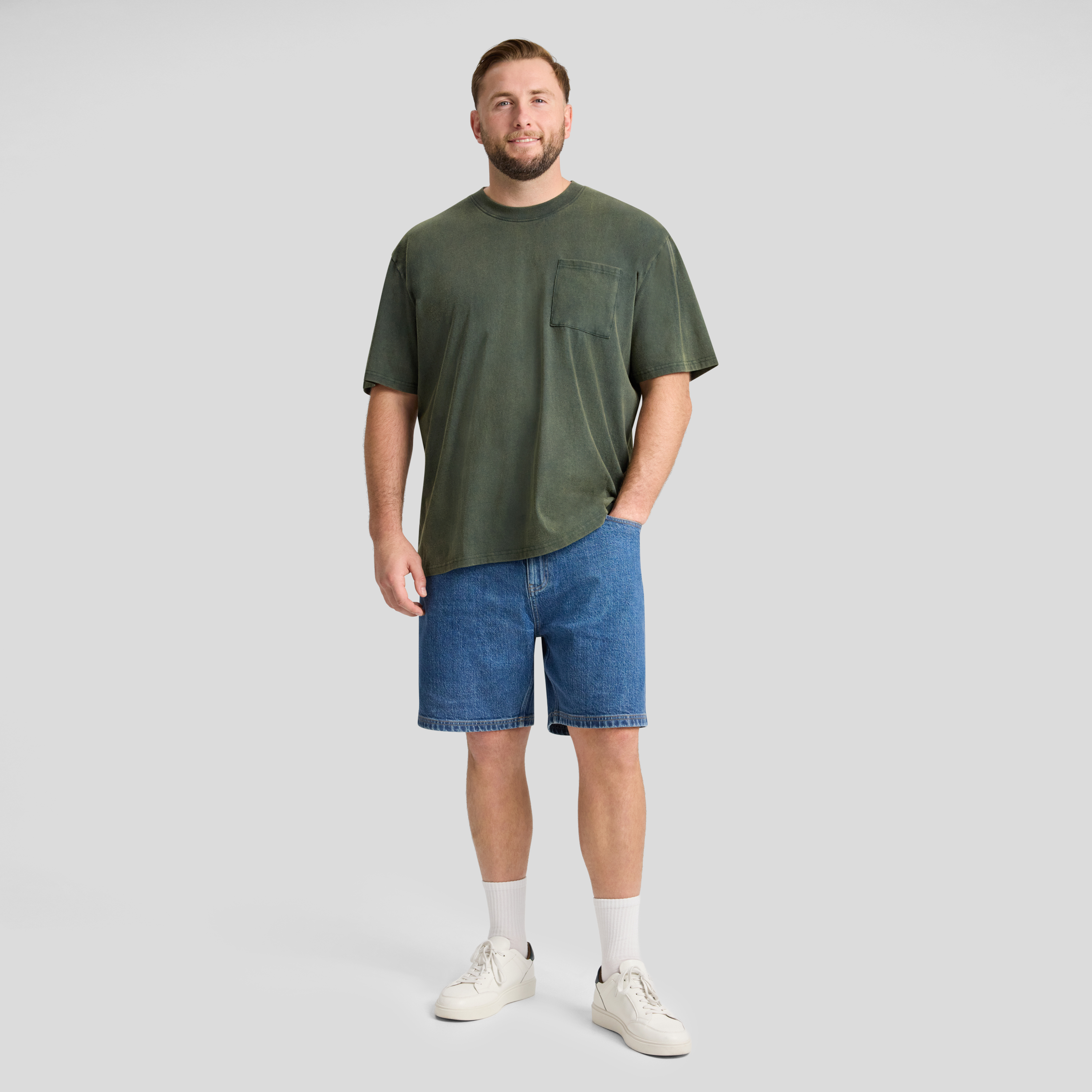 Washed Khaki Acid Wash Relaxed Fit Tee