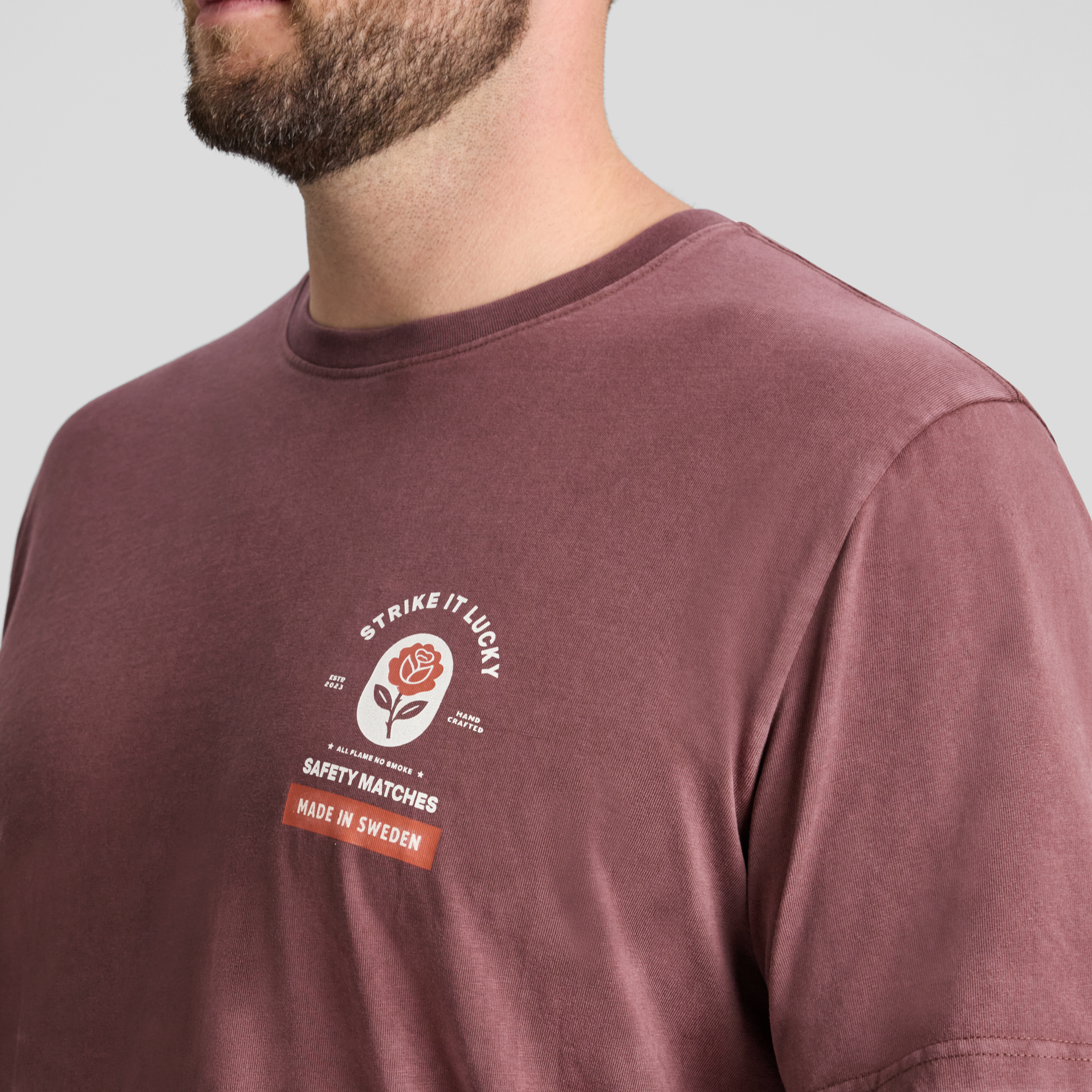 Washed Berry Lucky Crew Neck Tee