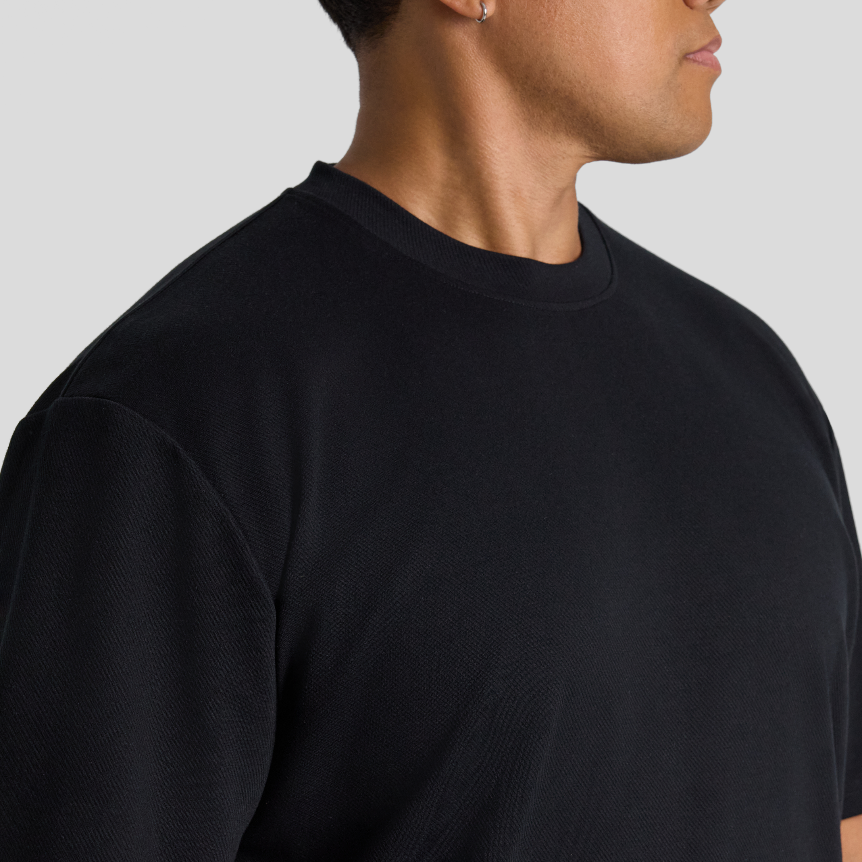 Black Bias Stripe Relaxed Fit Tee