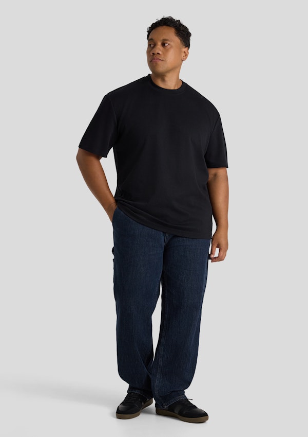 Black Bias Stripe Relaxed Fit Tee