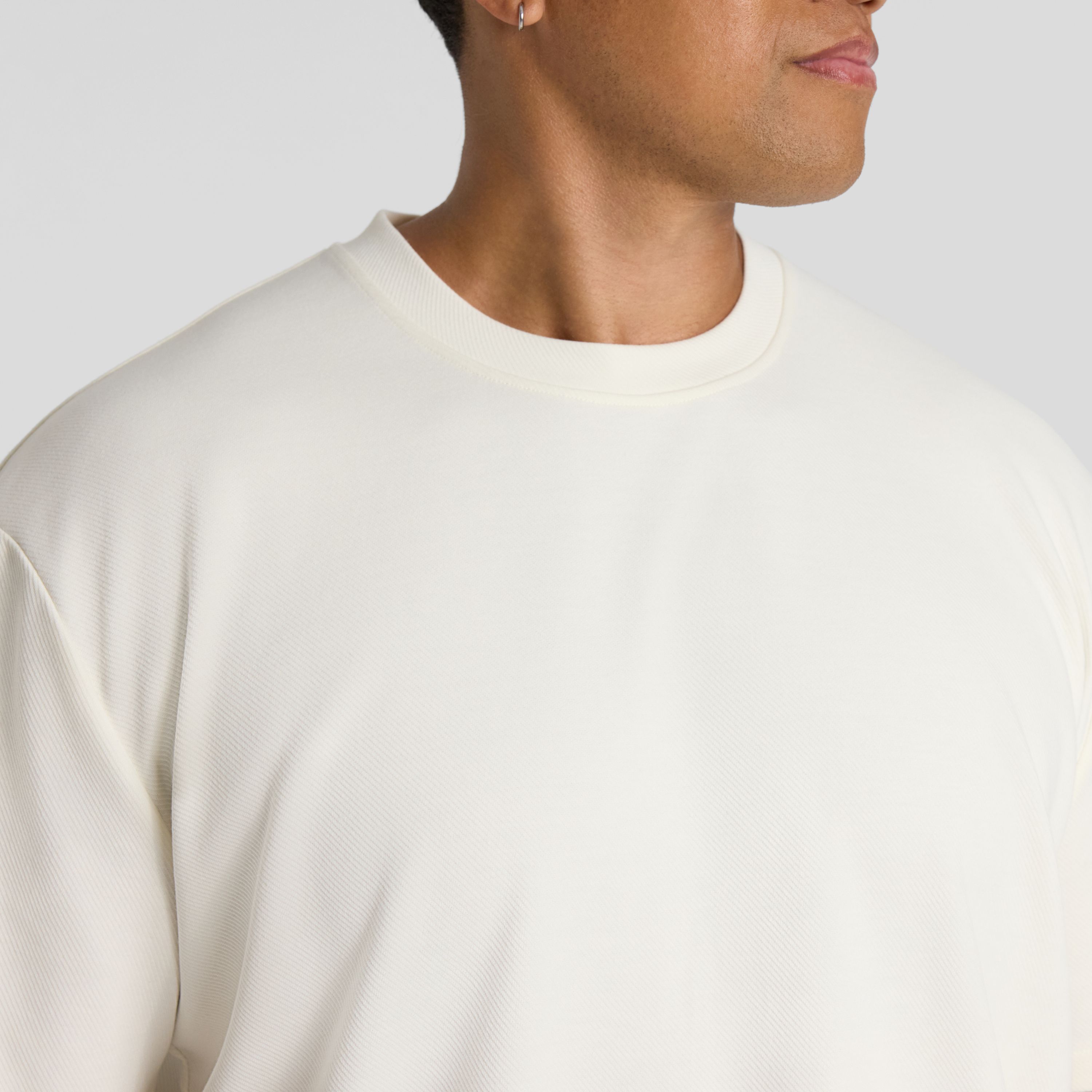 Cream Bias Stripe Relaxed Fit Tee