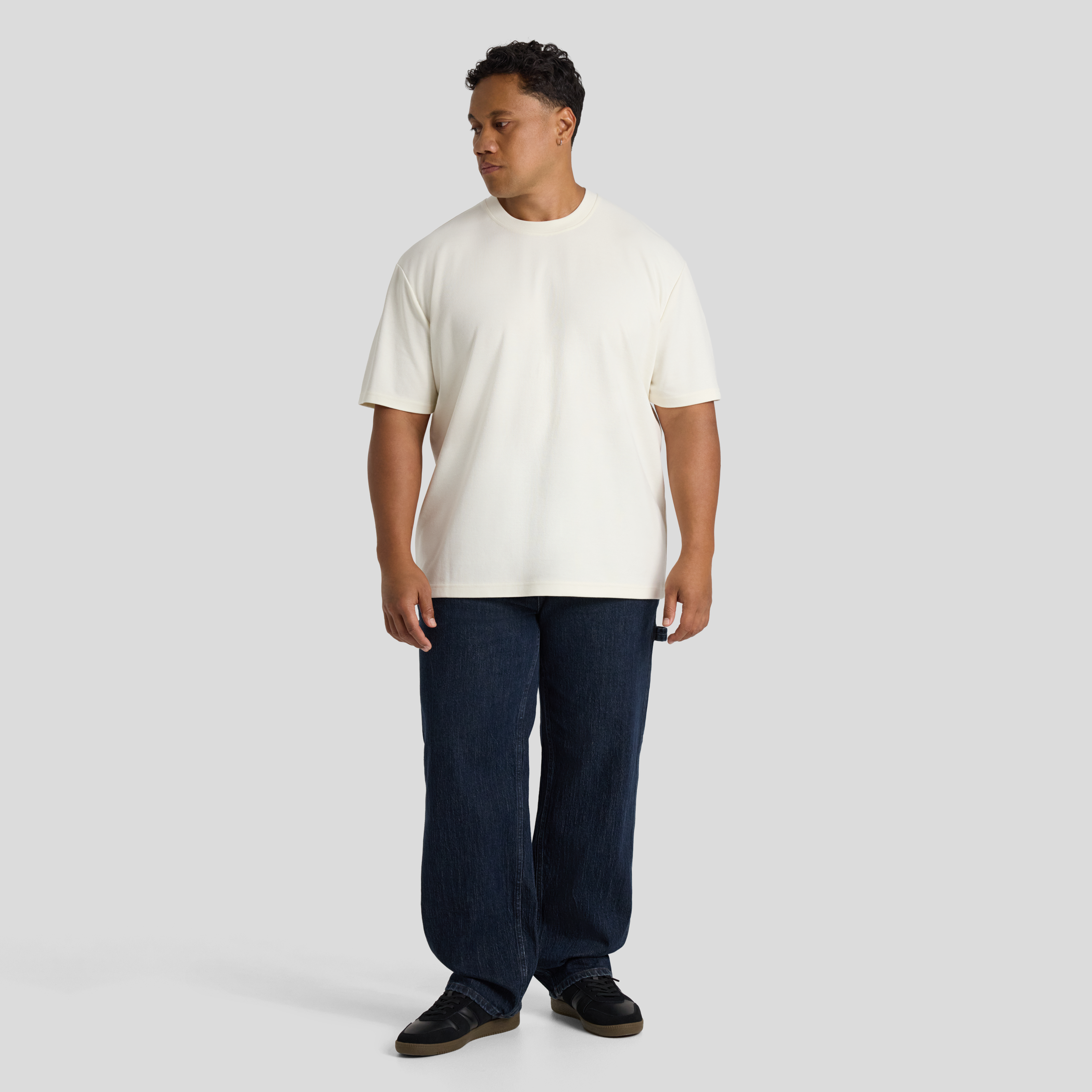 Cream Bias Stripe Relaxed Fit Tee